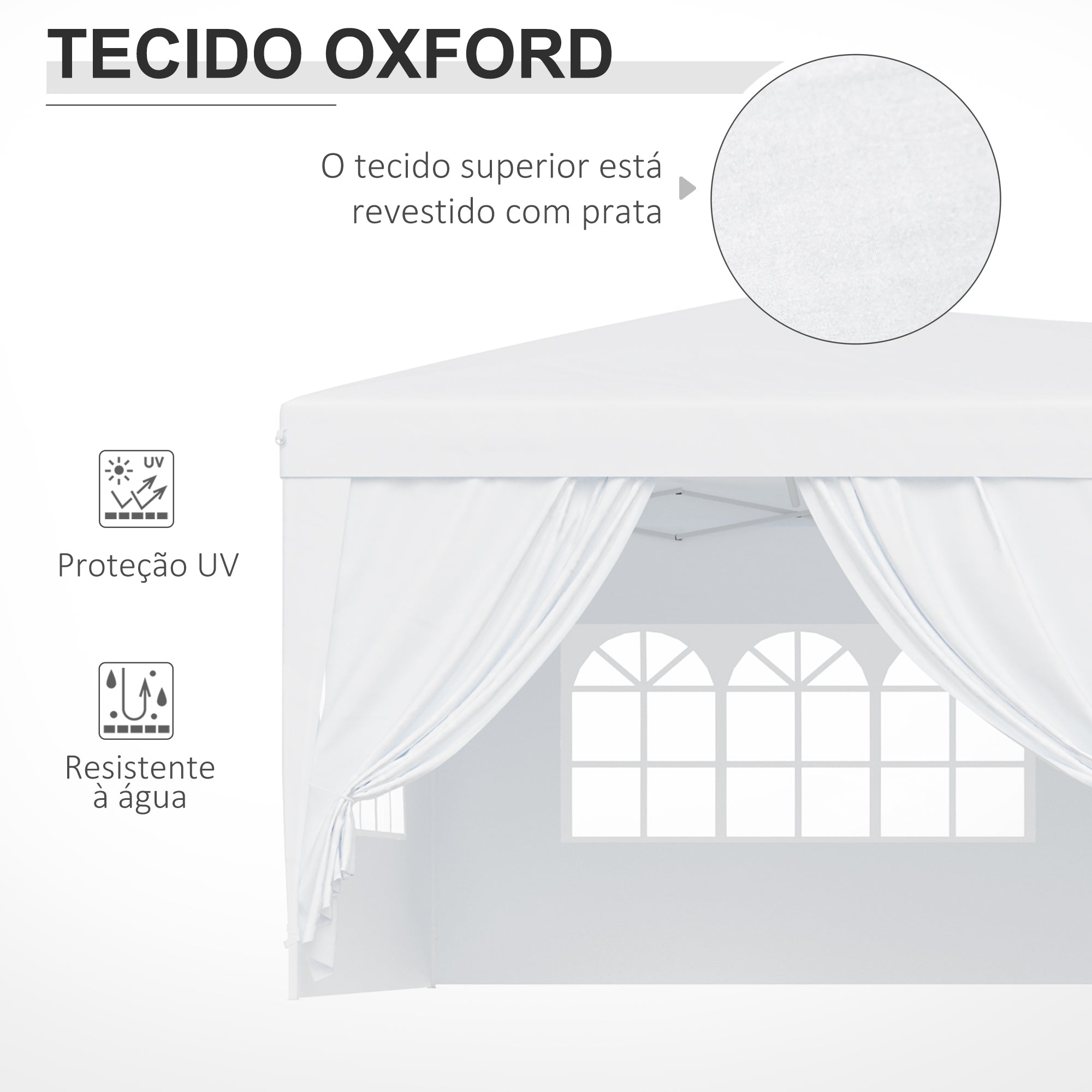 Tenda para Festas com Paredes Amovíveis 591x297x255 cm - Branco