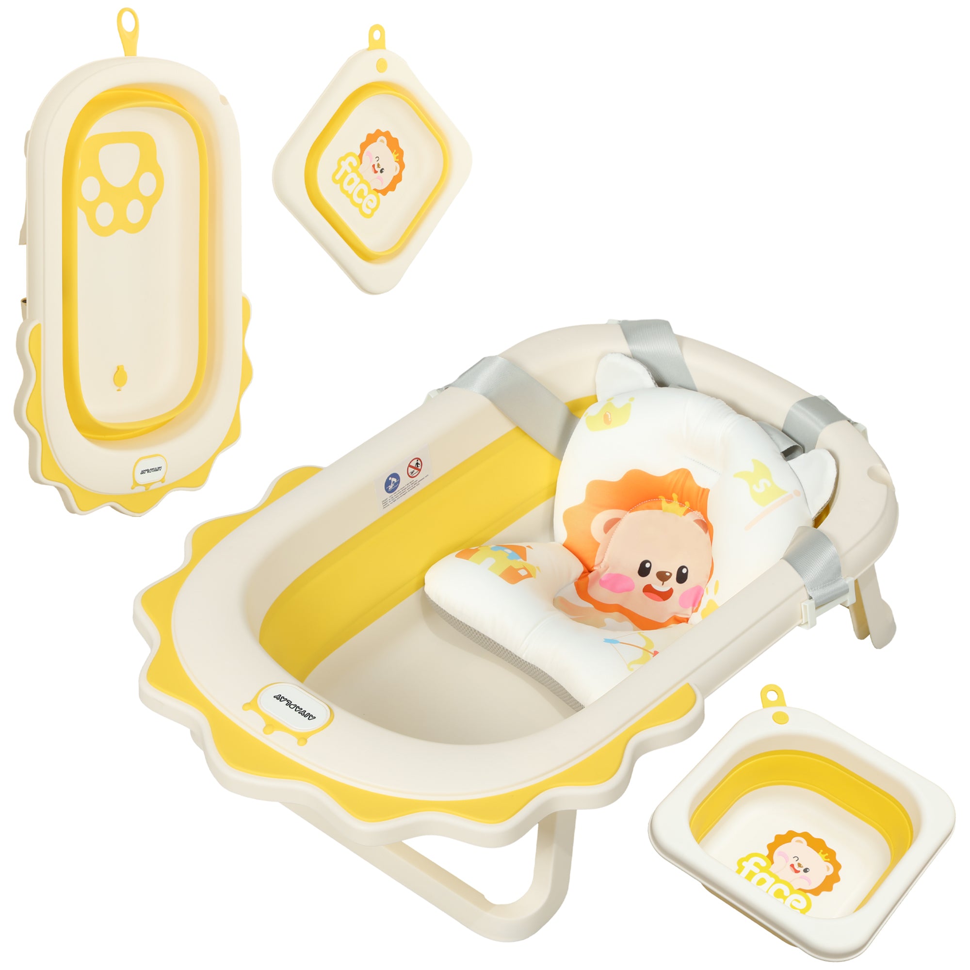 Banheira Dobrável para Bebés 80,5x55x20 cm - Amarelo