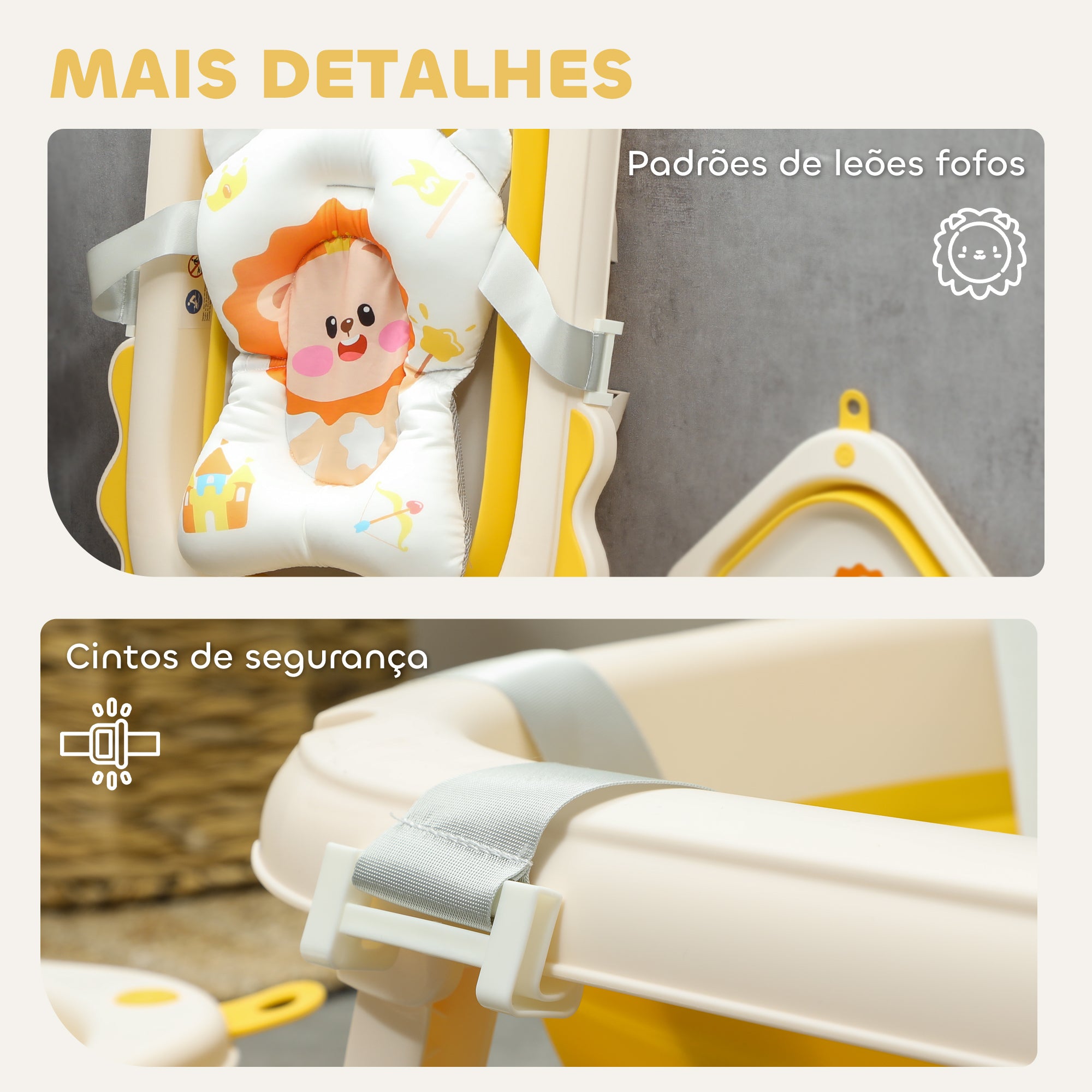 Banheira Dobrável para Bebés 80,5x55x20 cm - Amarelo
