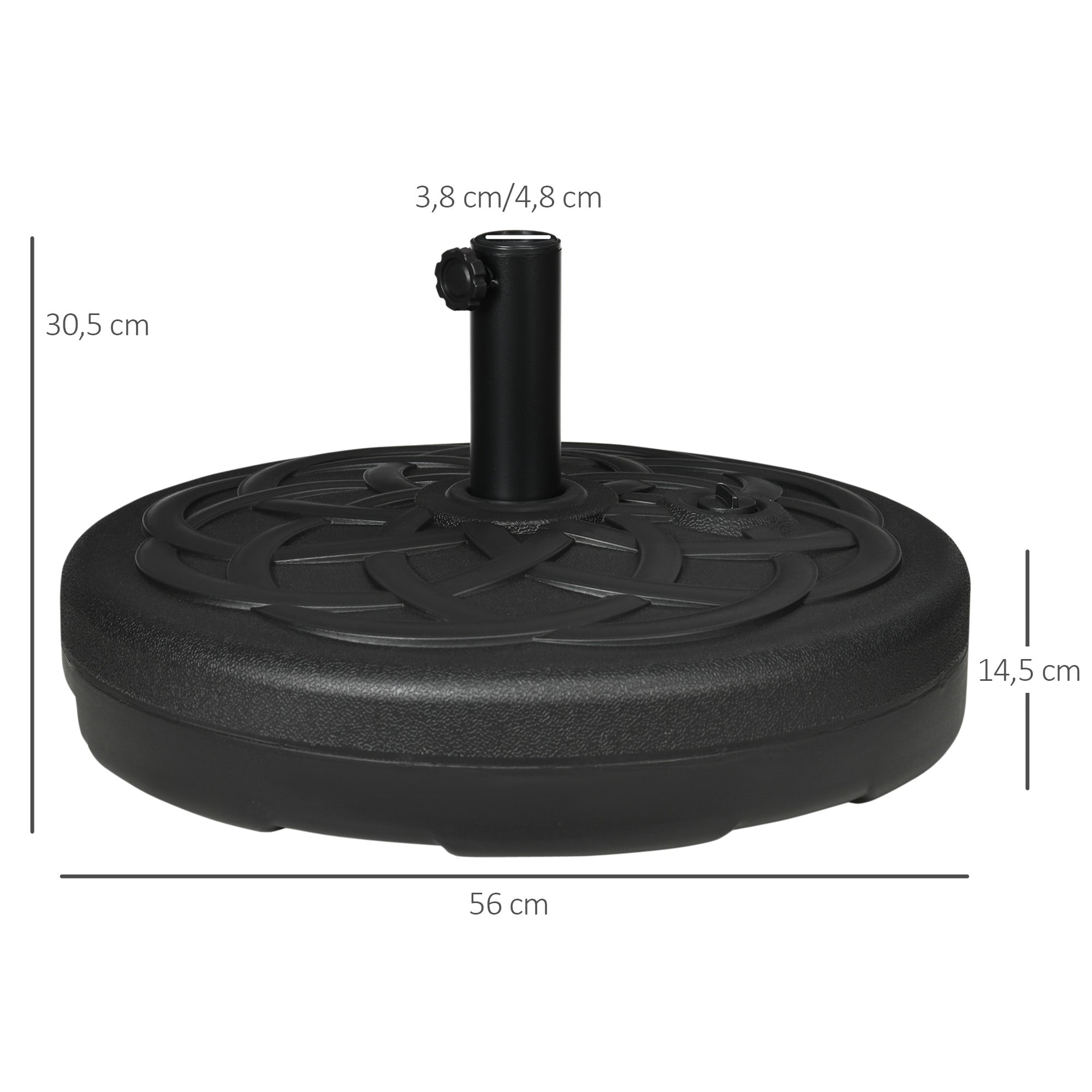 Base para Chapéu de Sol Redonda –  Ø56x30,5cm – Preto – Plástico PE