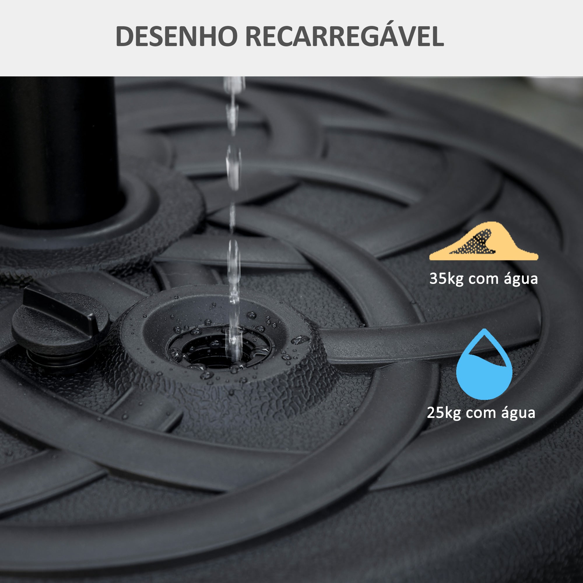 Base para Chapéu de Sol Redonda –  Ø56x30,5cm – Preto – Plástico PE