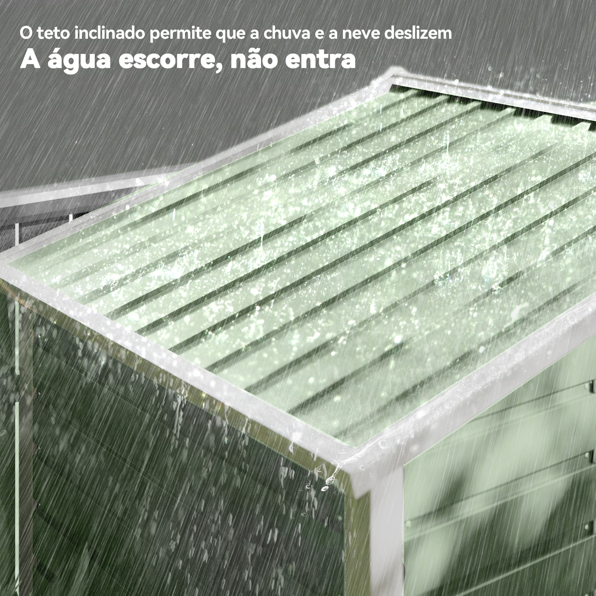 Abrigo de Jardim Exterior Verde Claro 213x120x166/194 cm