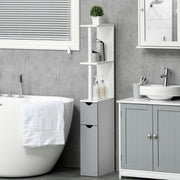 Coluna de Casa de Banho Moderna – 15,2x29,8x118 cm – Branco e Cinza – MDF e melamina