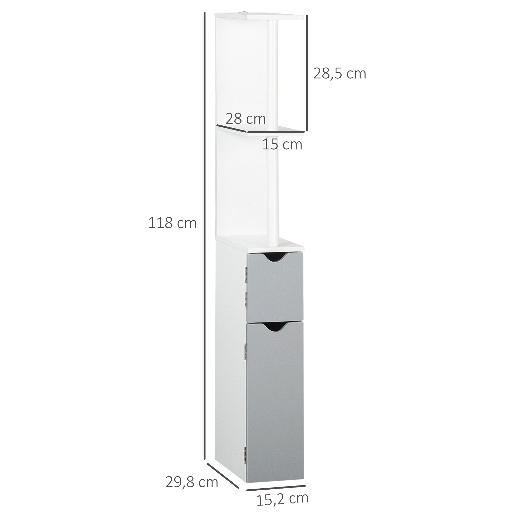 Coluna Casa de Banho Moderna 15,2x29,8x118 cm Branco e Cinza