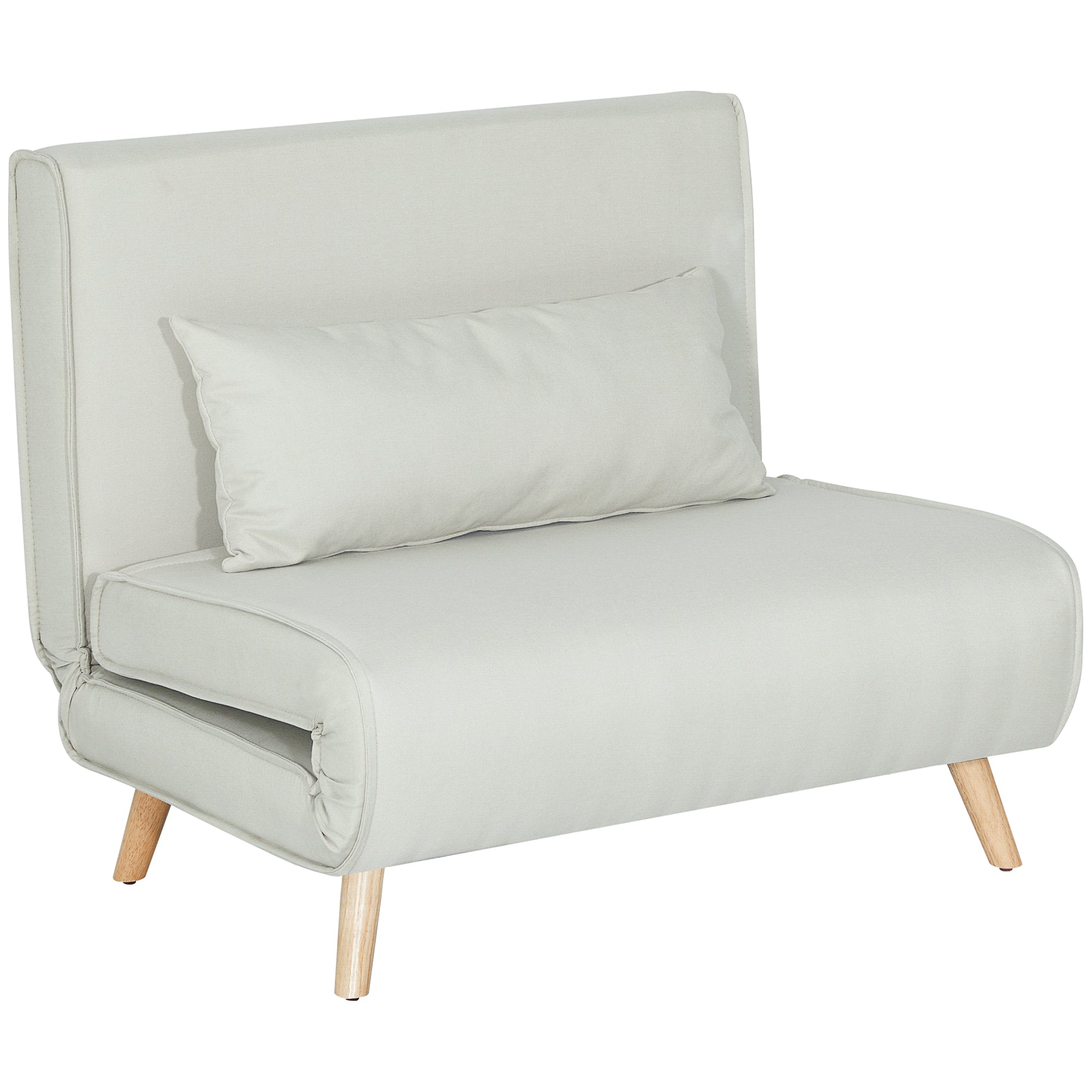 Poltrona Sofá Cama Individual Dobrável Bege Claro 94x78x80 cm