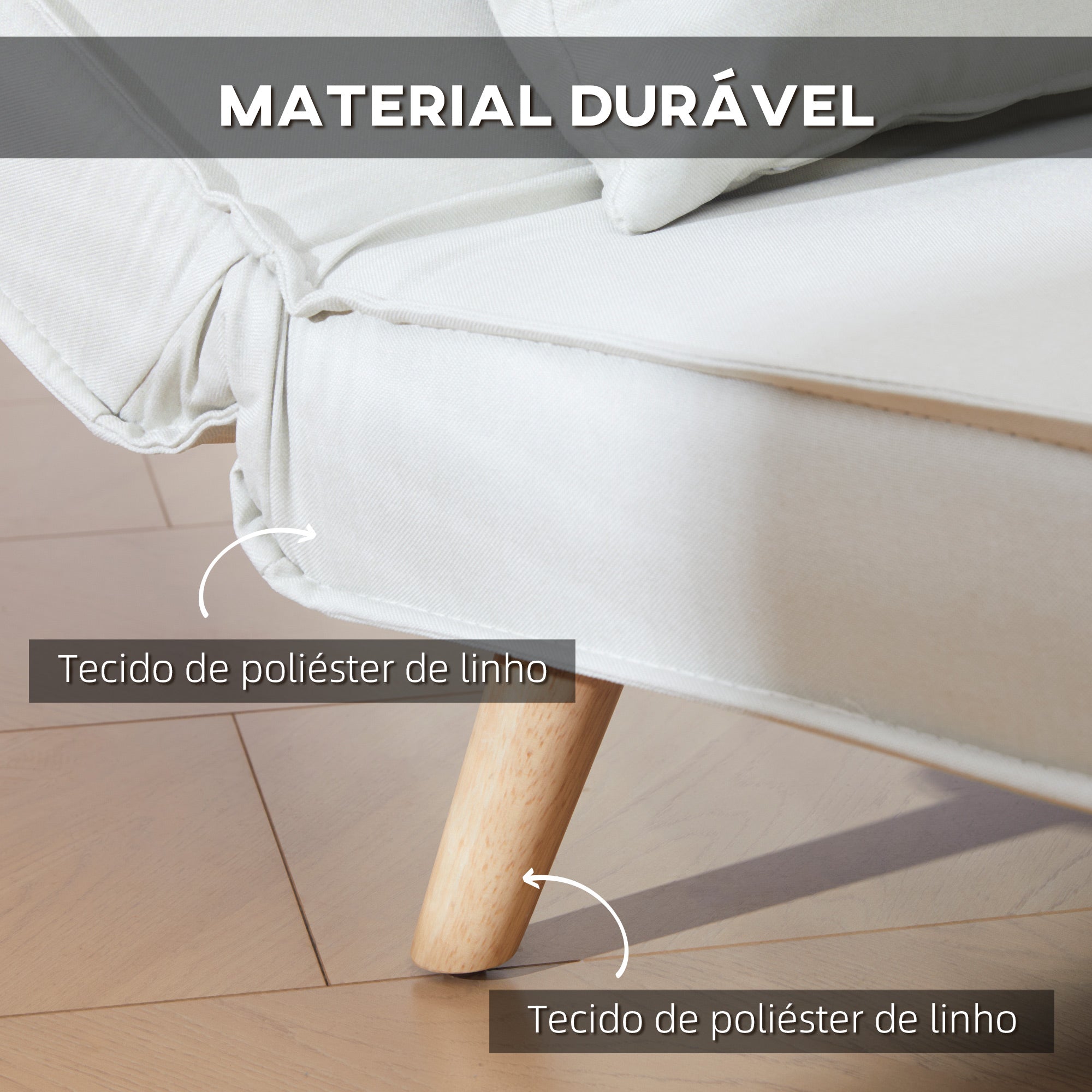 Poltrona Sofá Cama Individual Dobrável Bege Claro 94x78x80 cm