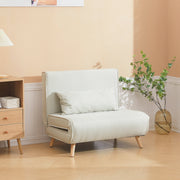 Poltrona Sofá Cama Individual Dobrável Bege Claro 94x78x80 cm