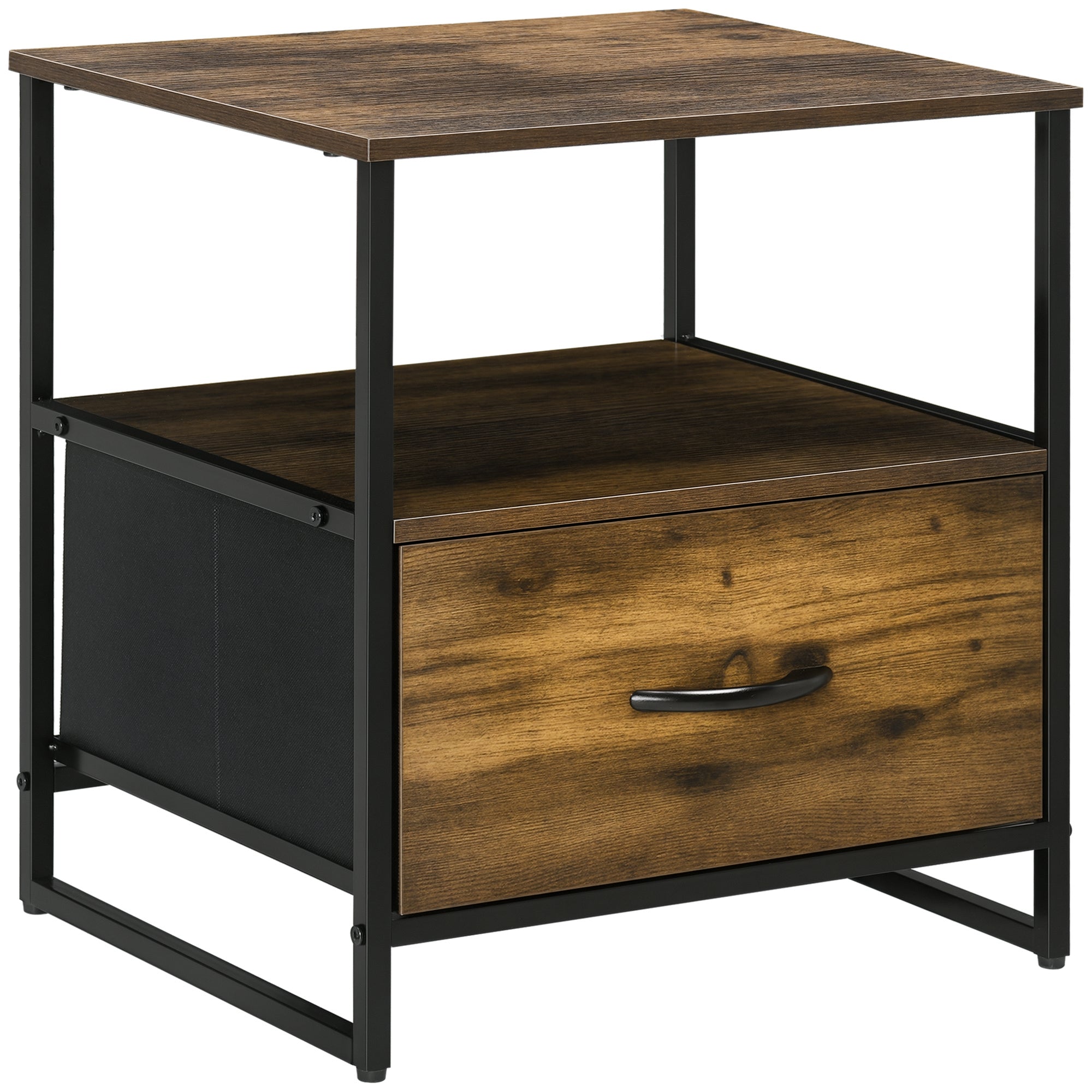 Mesa de Cabeceira Estilo Industrial 45x40x50.5 cm - Castanho Rústico