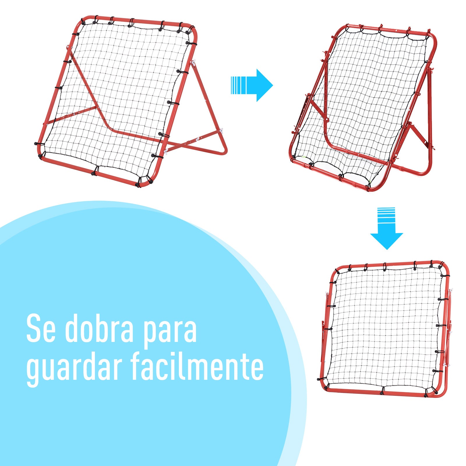 Rede de Rebote com Ângulo Ajustável 96x80x96cm - Vermelho