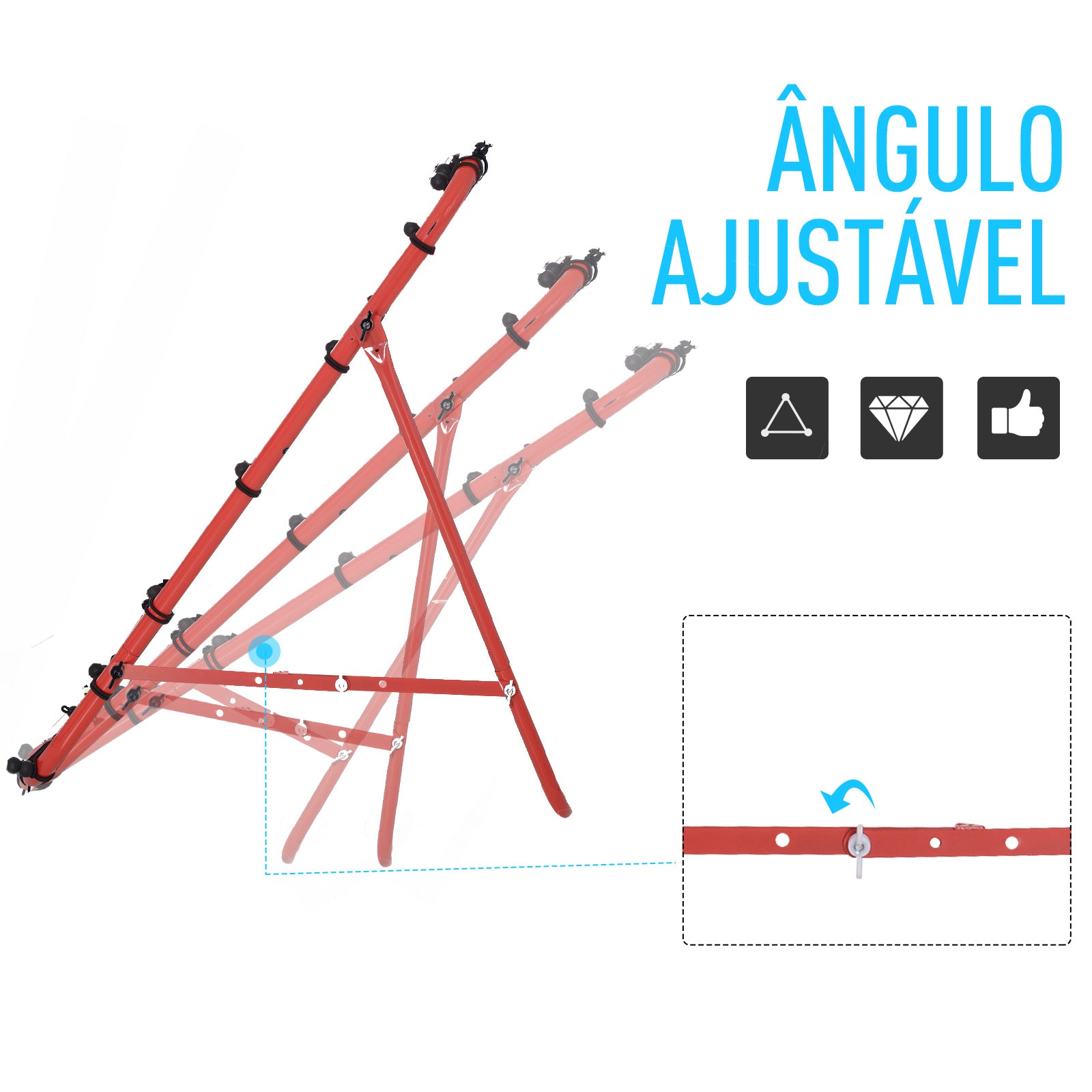 Rede de Rebote com Ângulo Ajustável 96x80x96cm - Vermelho