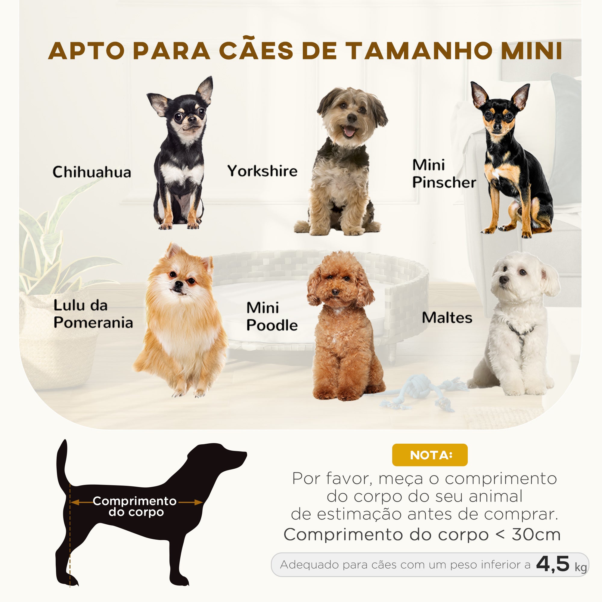 Cama Sofá Redonda para Cães e Gatos de Vime Cinza 60x60x20cm
