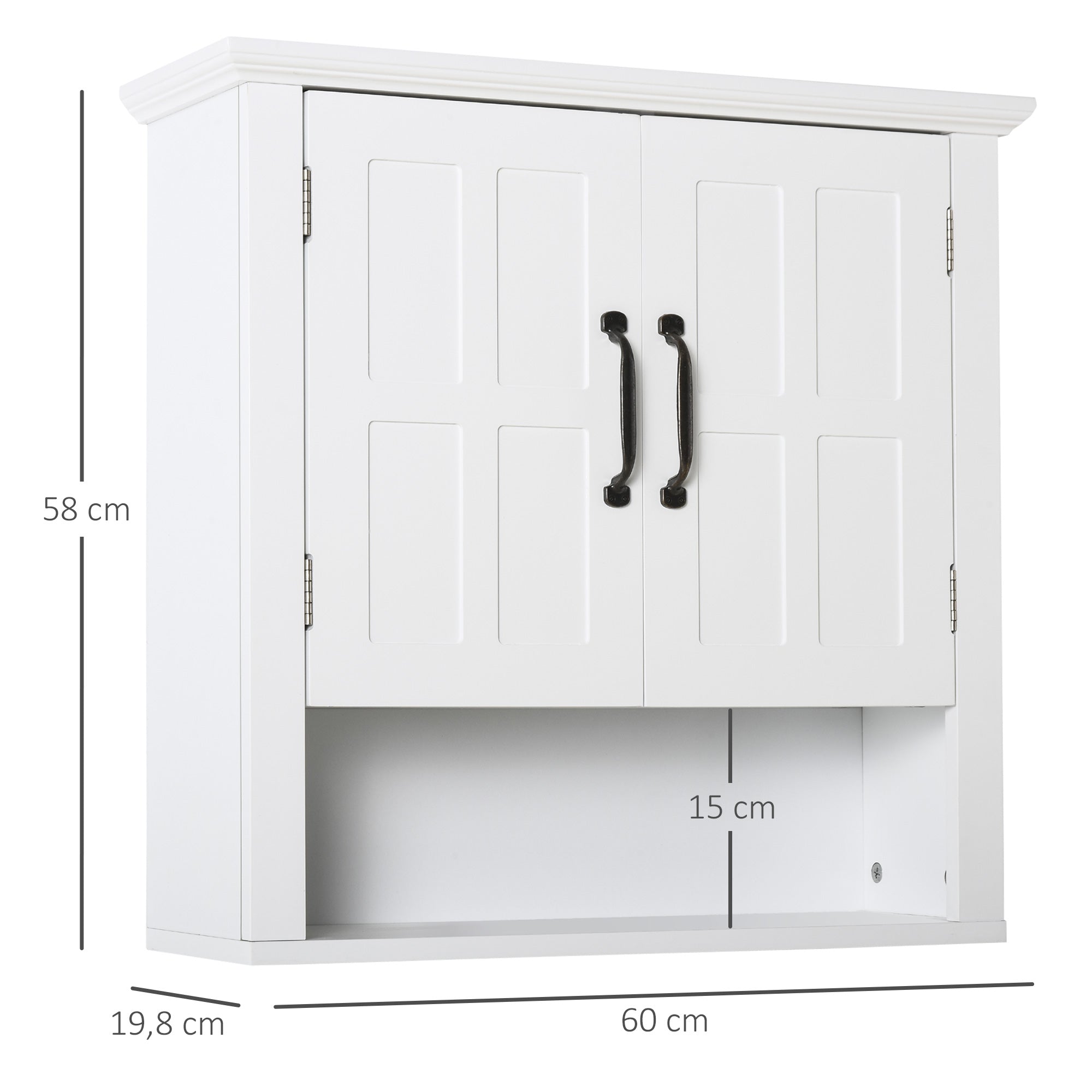 Armário de Parede Suspenso para Casa de Banho 60x19,8x58 cm - Branco