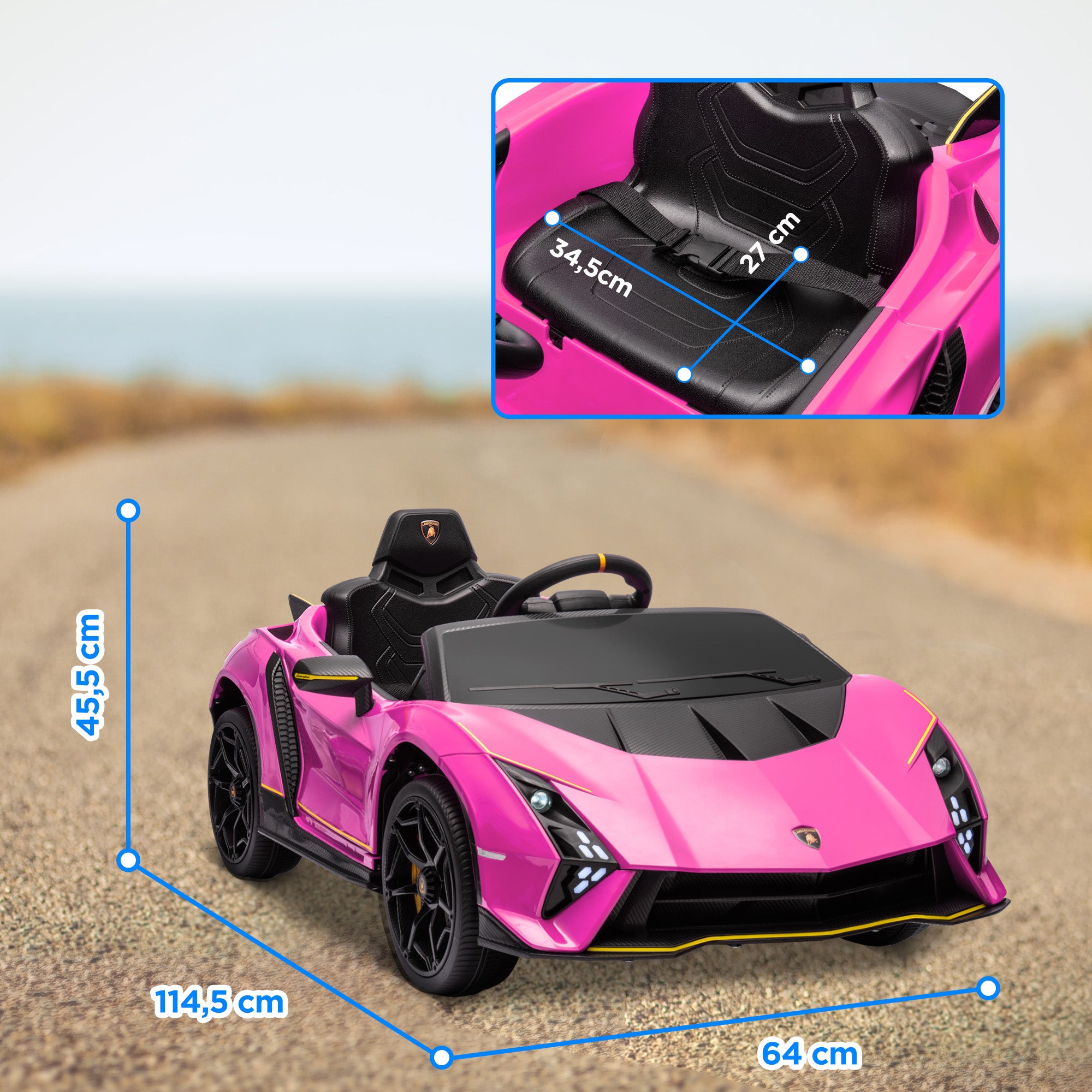 Carro Elétrico Infantil Rosa 114,5x64x45,5 cm
