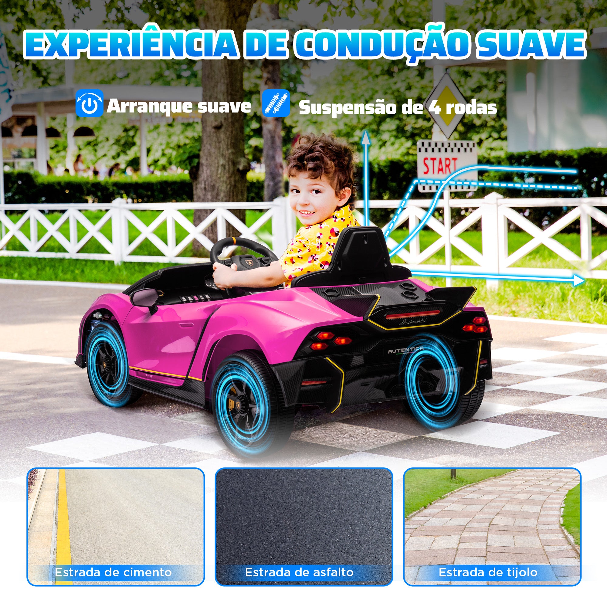 Carro Elétrico Infantil Rosa 114,5x64x45,5 cm