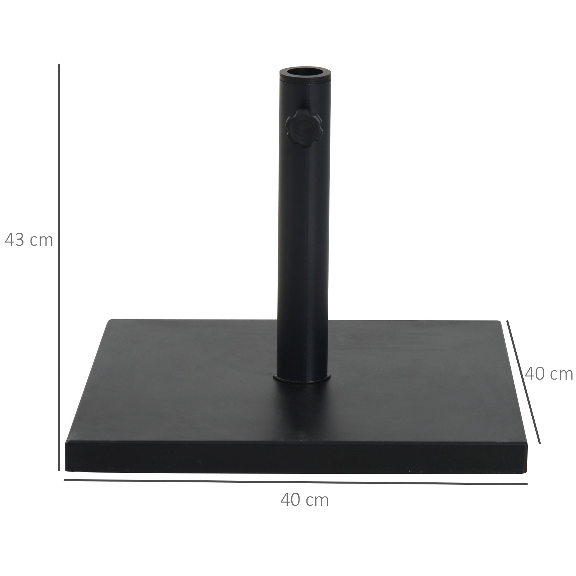 Base para Guarda Sol Quadrada Preto 40x40x43 cm - Estável e Resistente