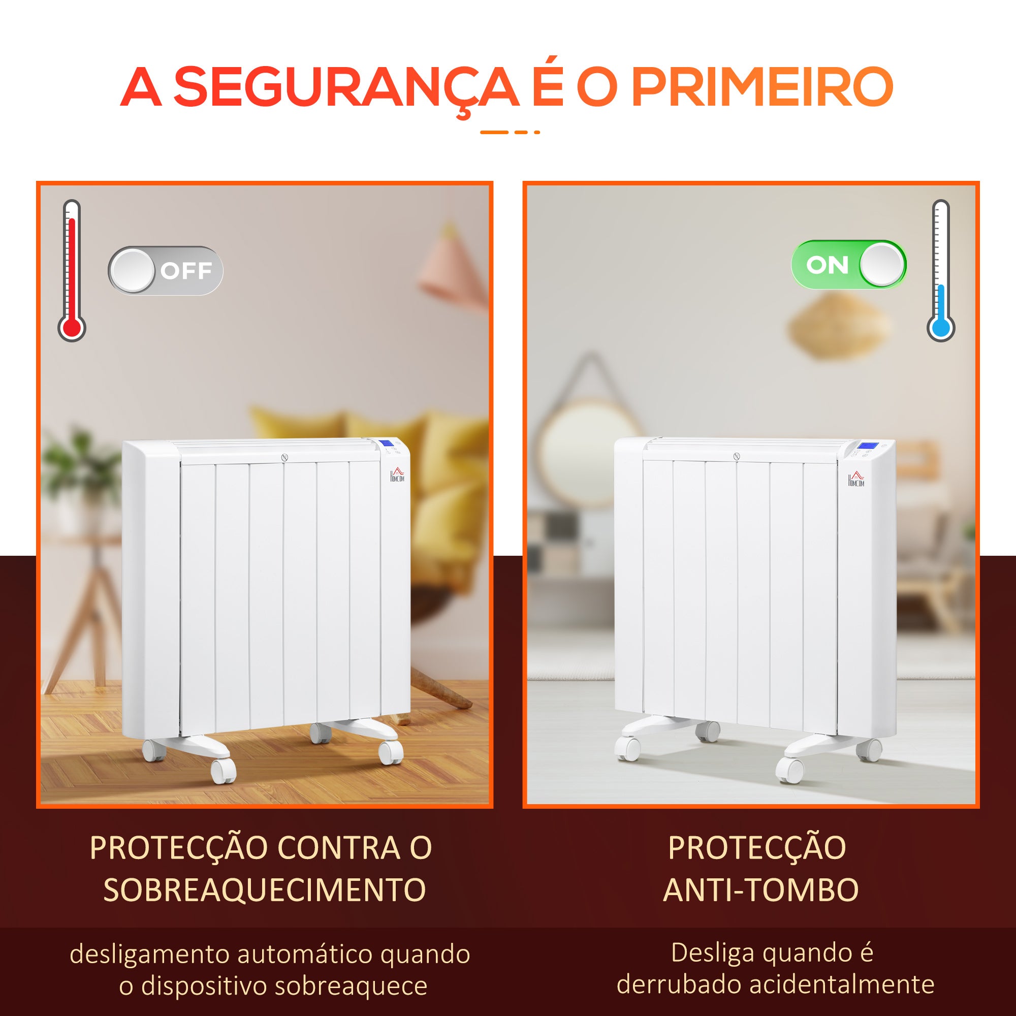 Aquecedor Elétrico 1500W Convector Alumínio Branco 67x31x68cm