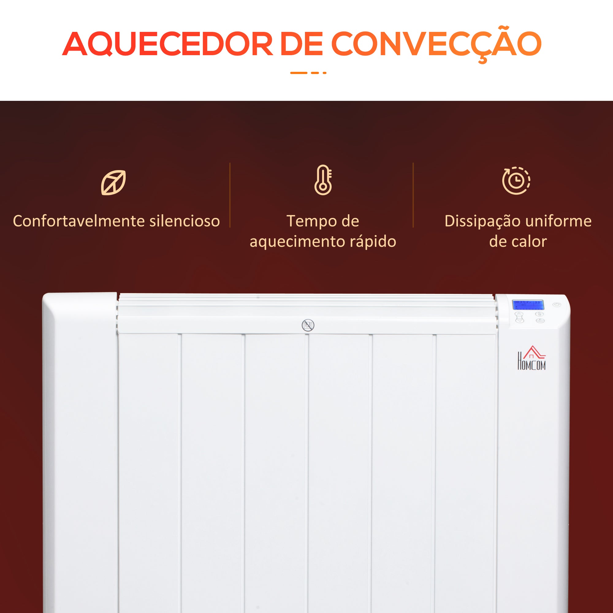 Aquecedor Elétrico 1500W Convector Alumínio Branco 67x31x68cm