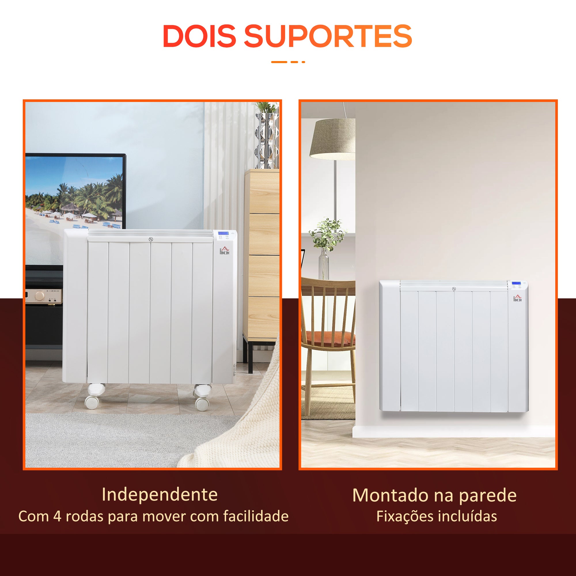 Aquecedor Elétrico 1500W Convector Alumínio Branco 67x31x68cm