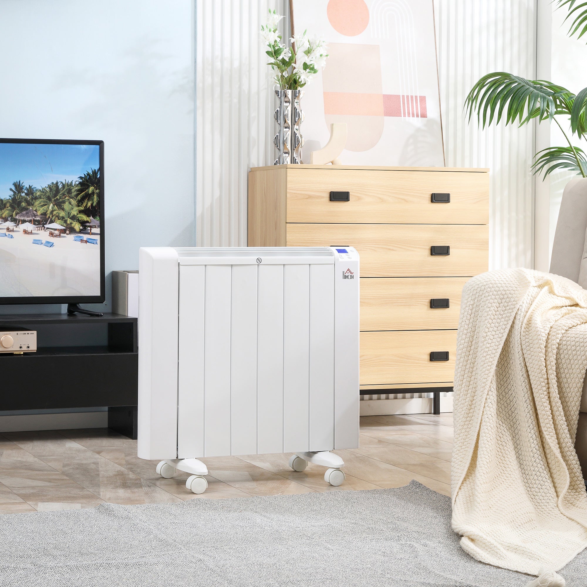 Aquecedor Elétrico 1500W Convector Alumínio Branco 67x31x68cm