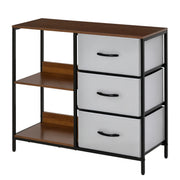 Cómoda de Estilo Industrial com Cestos de Tela Dobráveis Nogueira e Cinza Claro 80x29x71cm