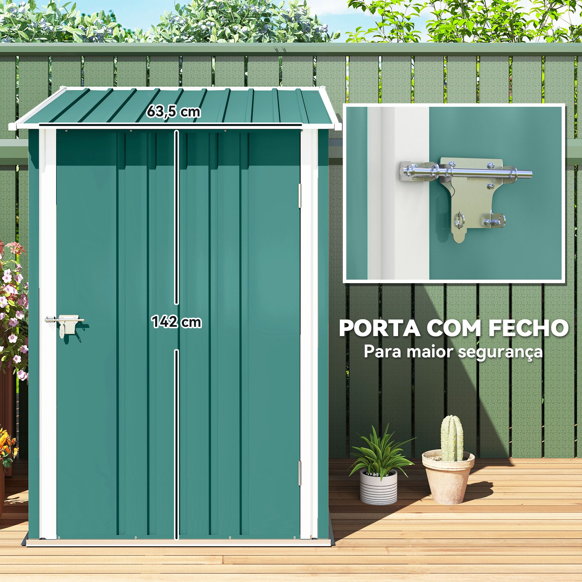 Abrigo de Jardim Verde 100x103x160cm - Armazenamento de Ferramentas em Aço Galvanizado
