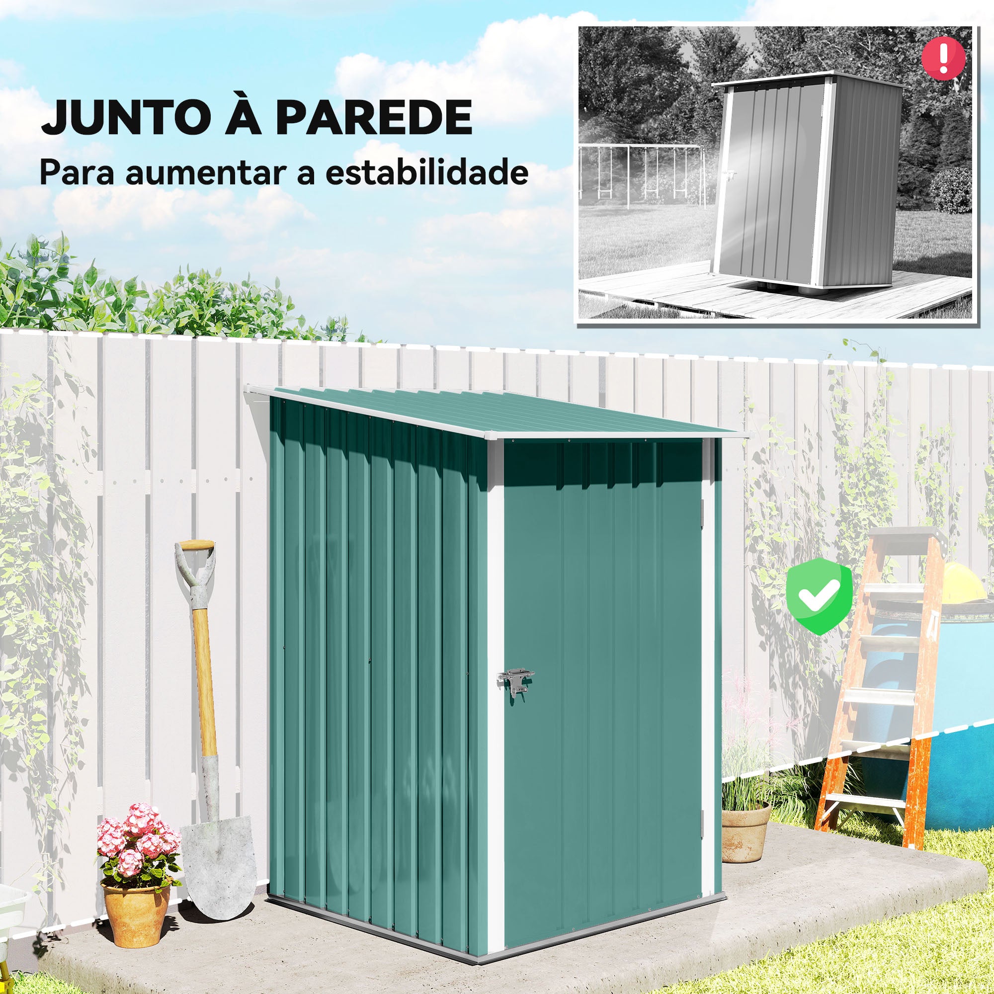 Abrigo de Jardim Verde 100x103x160cm - Armazenamento de Ferramentas em Aço Galvanizado