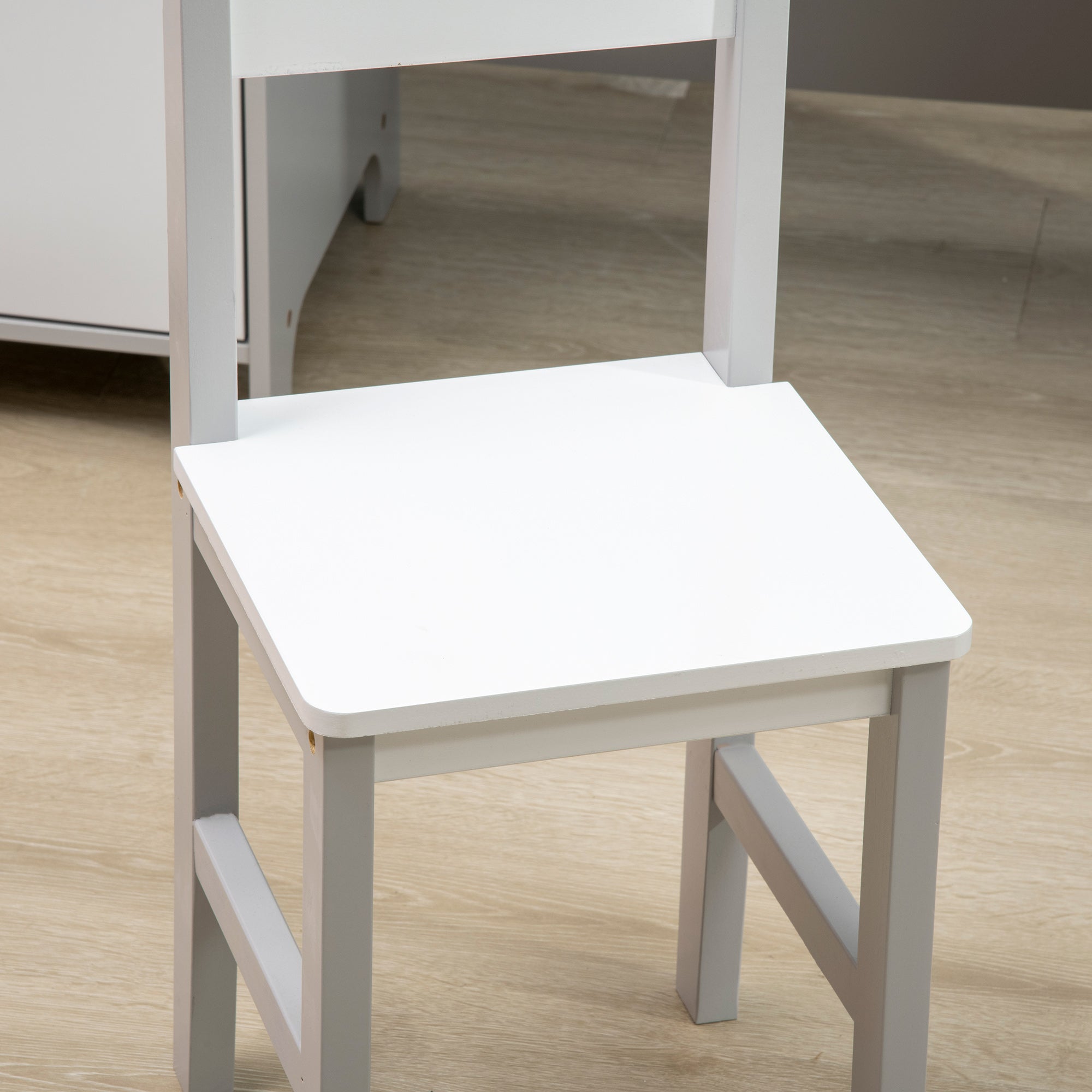 Conjunto de Mesa e Cadeira Infantil – 90x45x85 cm – Cinzento – MDF e madeira de pinho