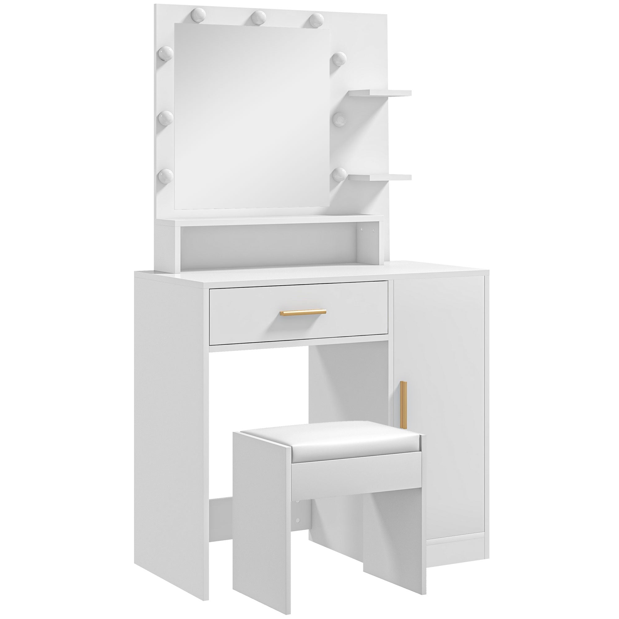 Toucador de Maquilhagem Branco 80x40x140 cm LED