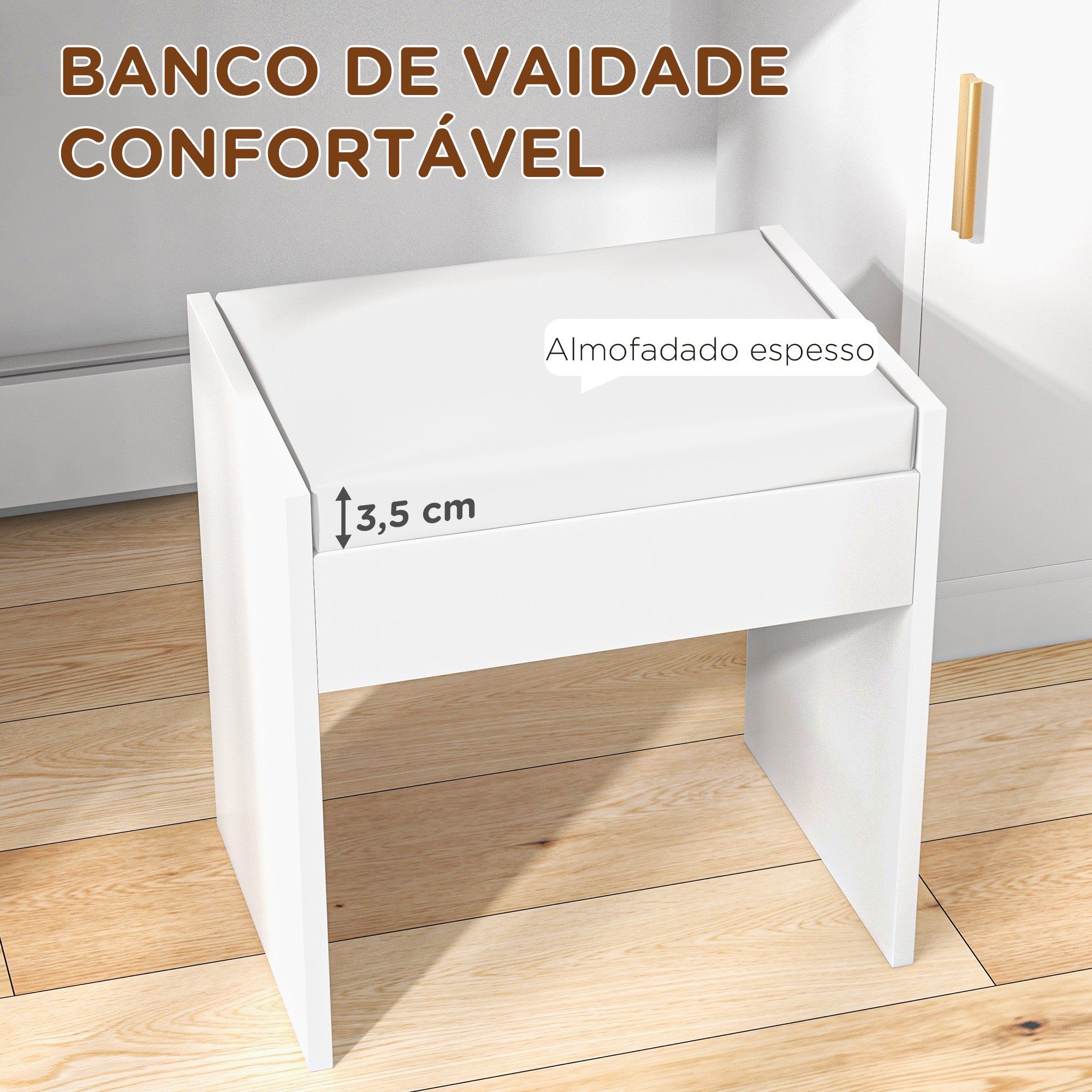 Toucador de Maquilhagem Branco 80x40x140 cm LED
