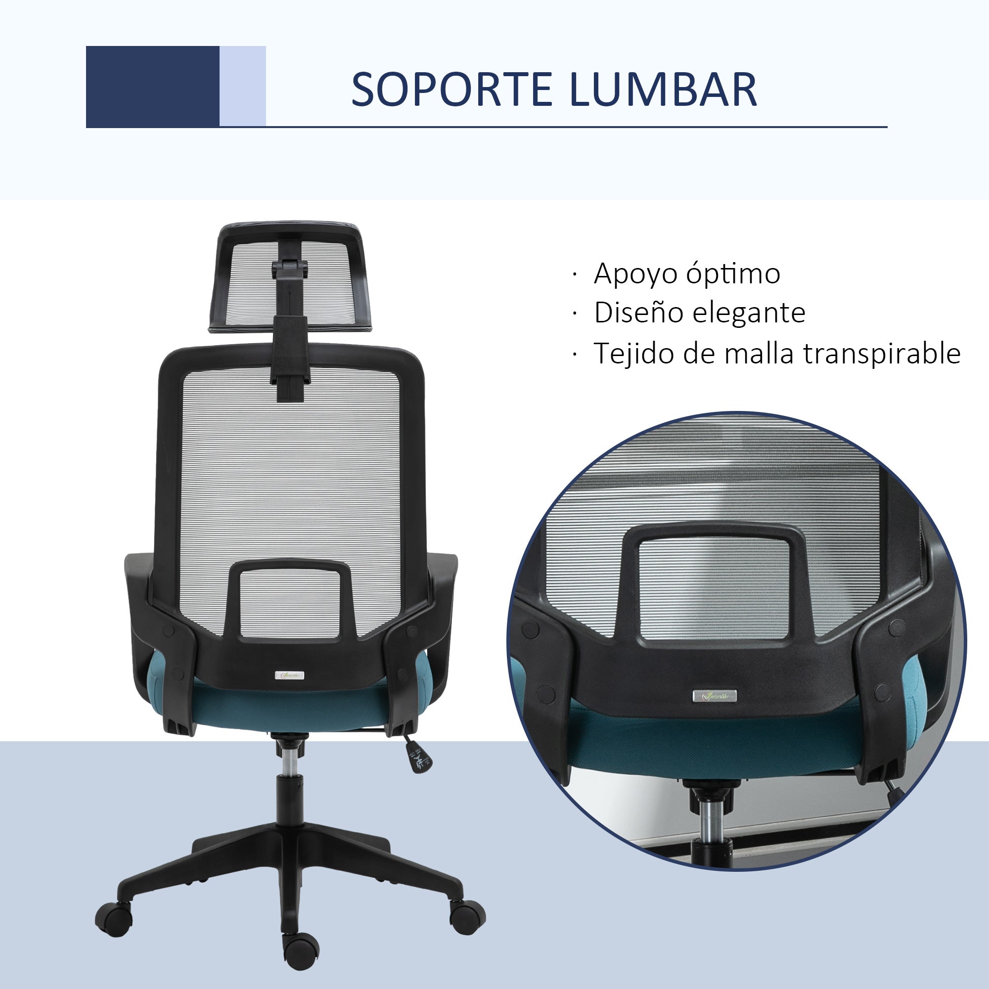 Cadeira de Escritório Ergonômica Azul 63.5x63x125.5cm