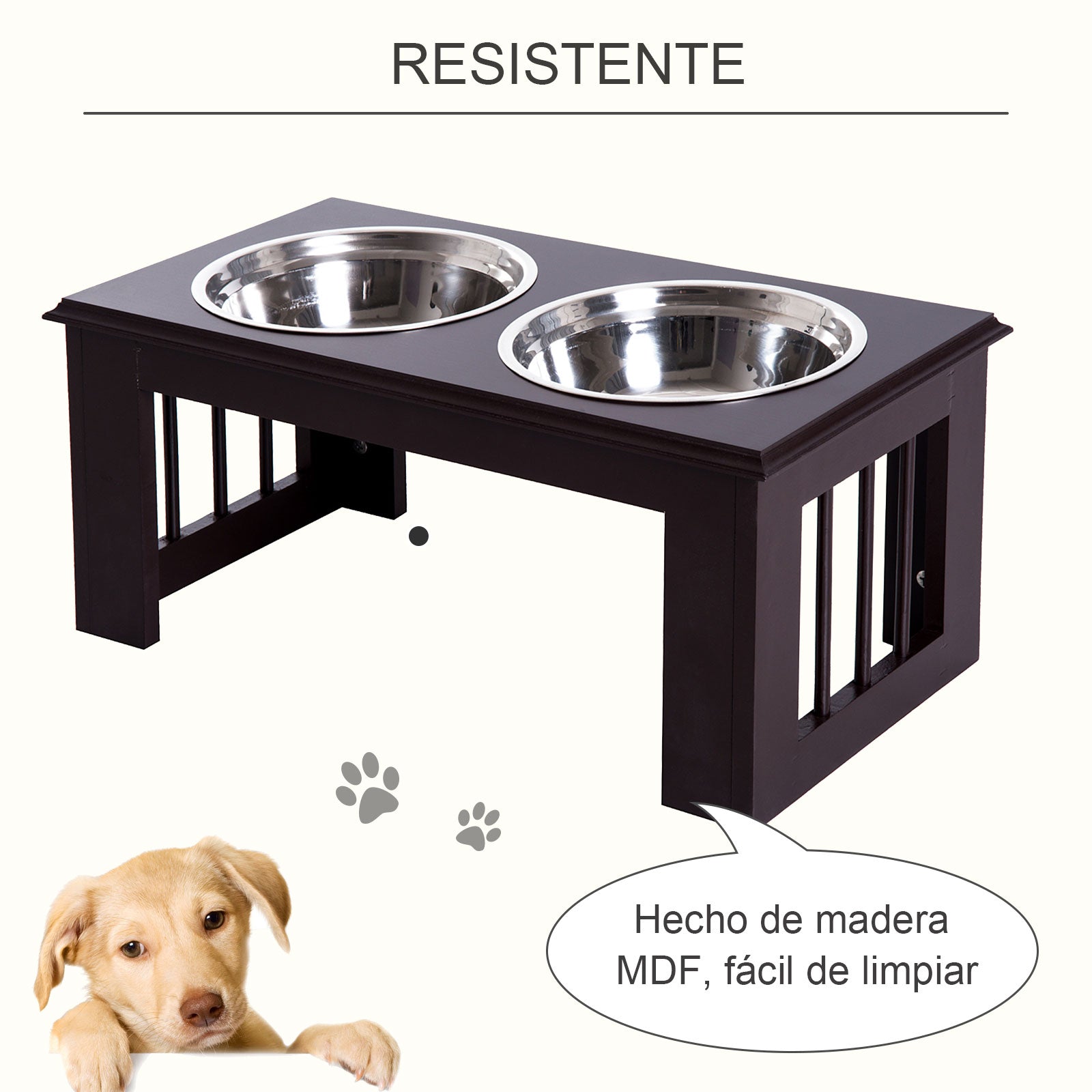 Comedouro Elevado para Cães 58,4x30,5x25,4 cm - Marrom Escuro