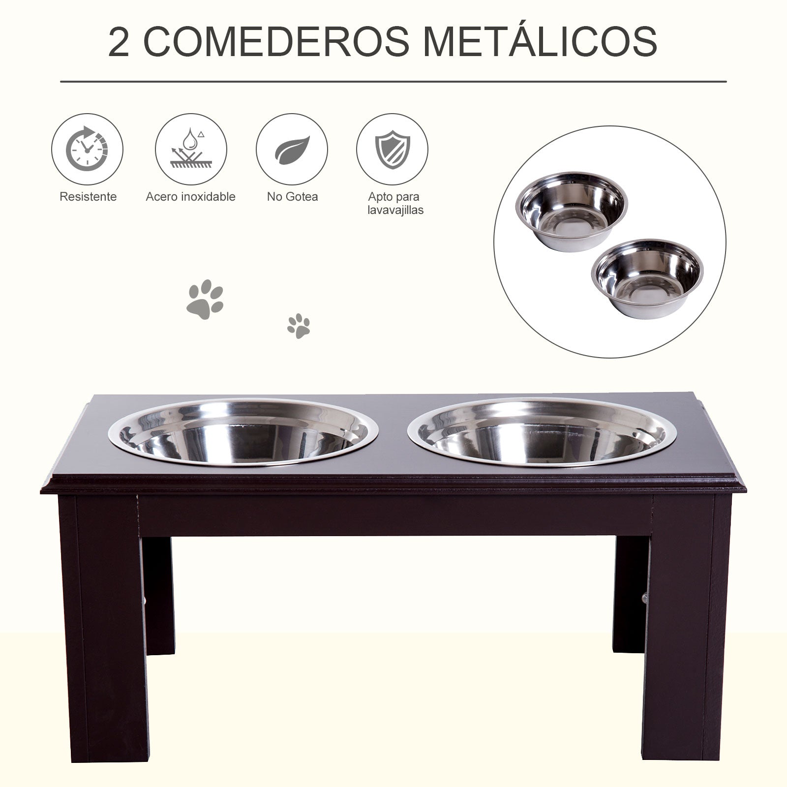 Comedouro Elevado para Cães 58,4x30,5x25,4 cm - Marrom Escuro