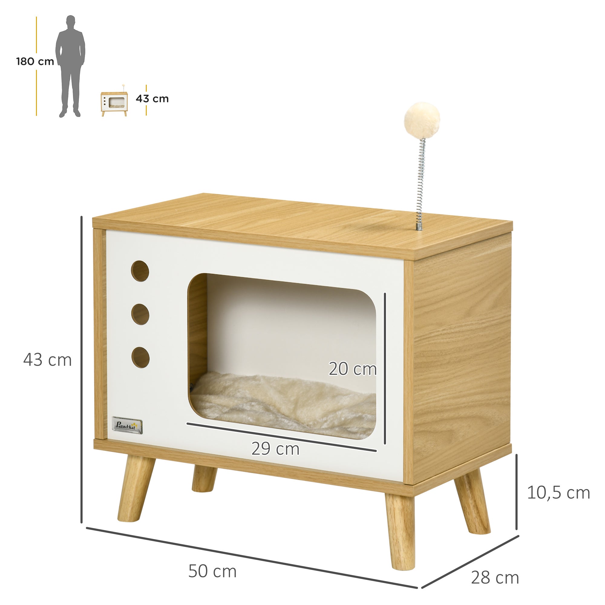 Casa Caverna para Gatos 50x28x43cm Cor de Carvalho