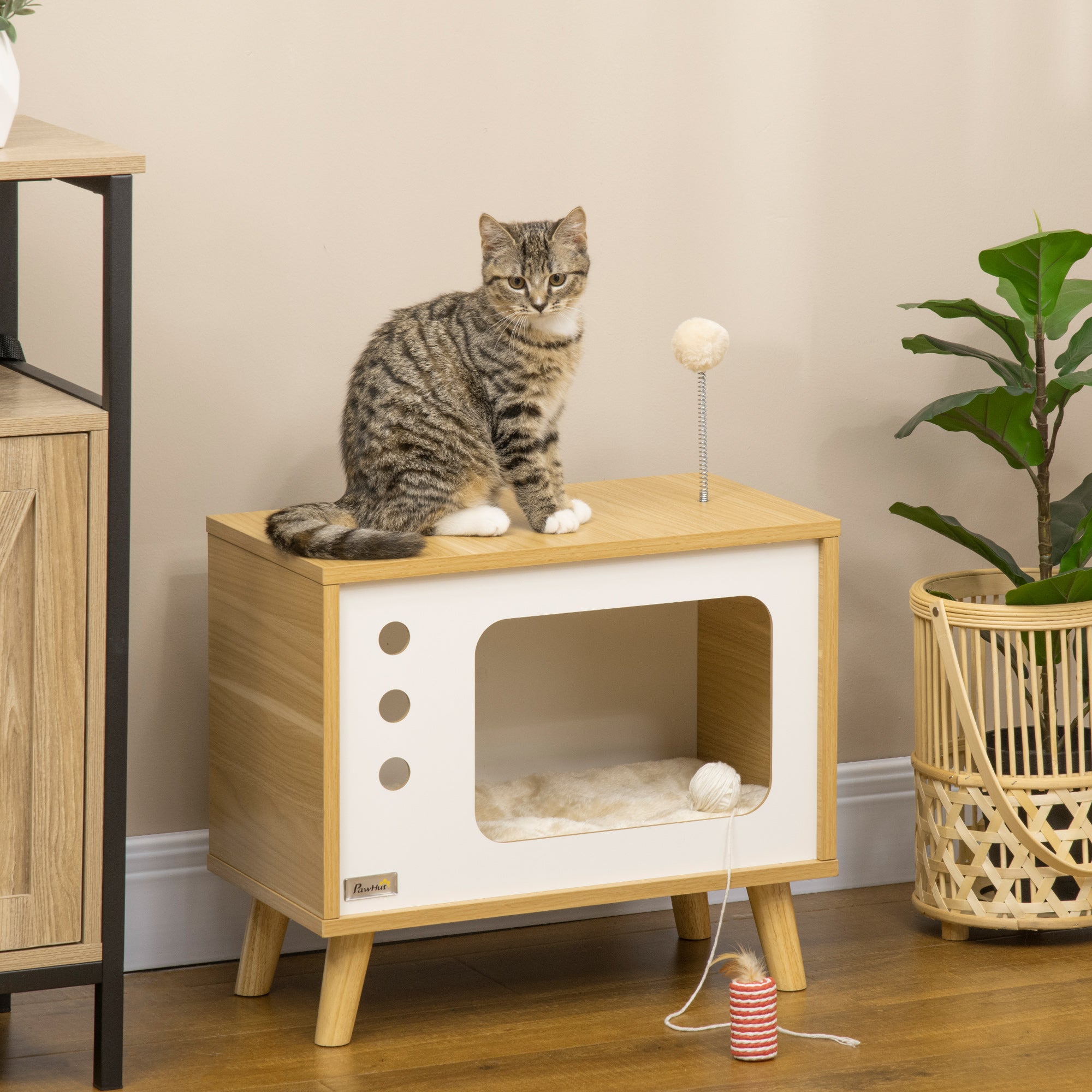 Casa Caverna para Gatos 50x28x43cm Cor de Carvalho