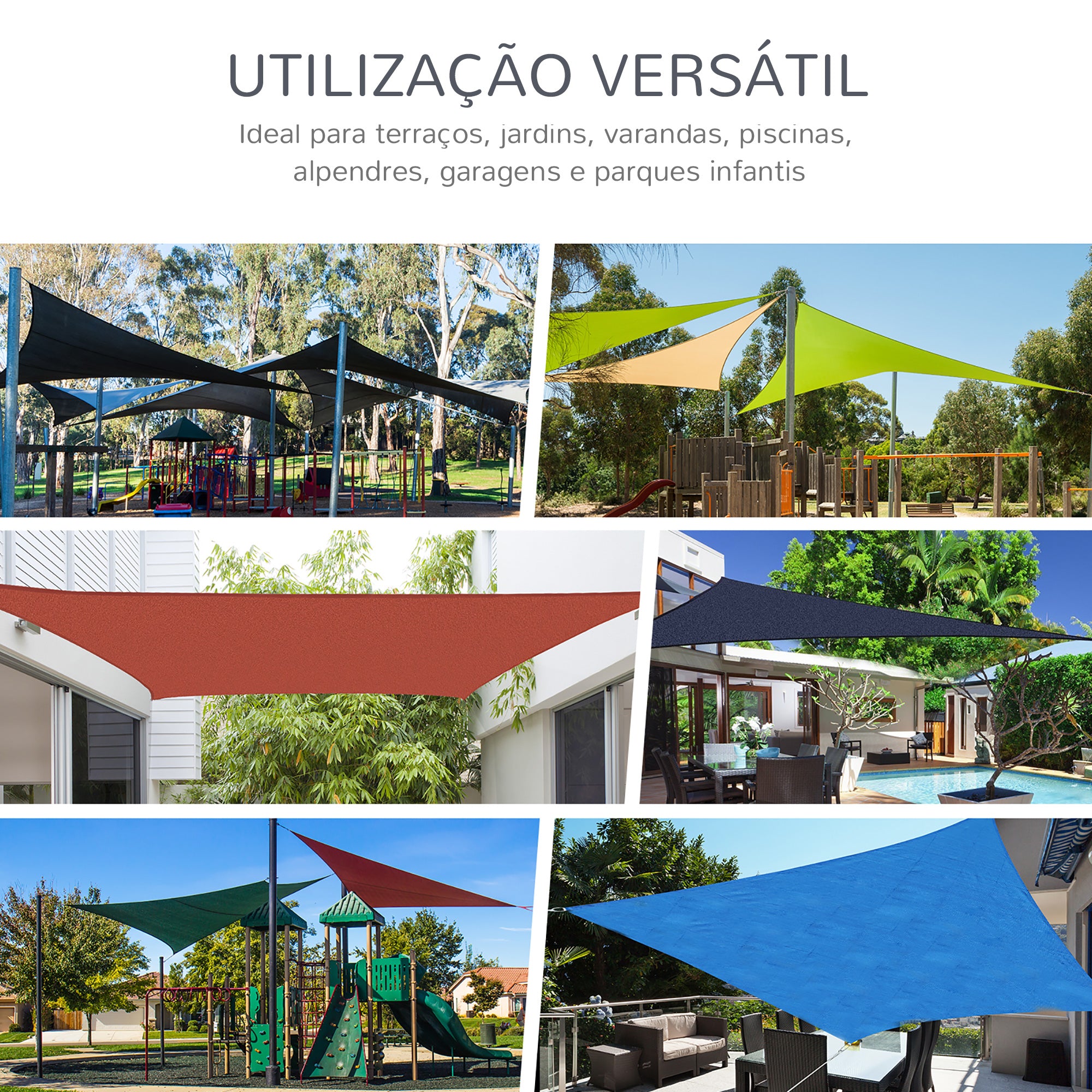 Vela de Sombra Retangular 4x6 m Cinzenta em HDPE com Anéis de Aço Inoxidável