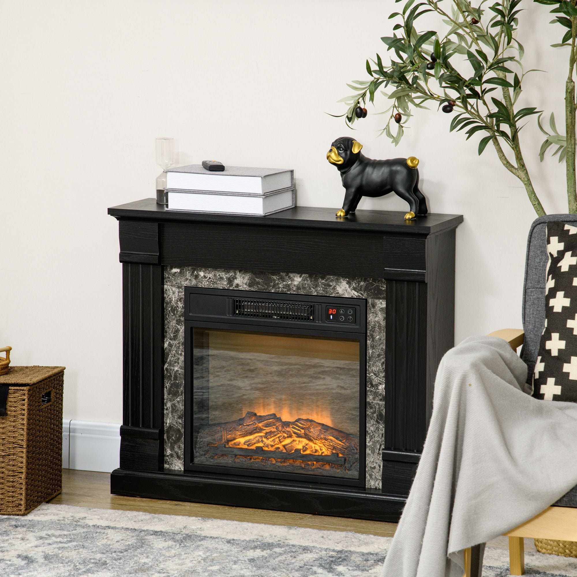 Lareira Elétrica – 80x21,6x67,8 cm – Preto – Metal, ABS e Aglomerado