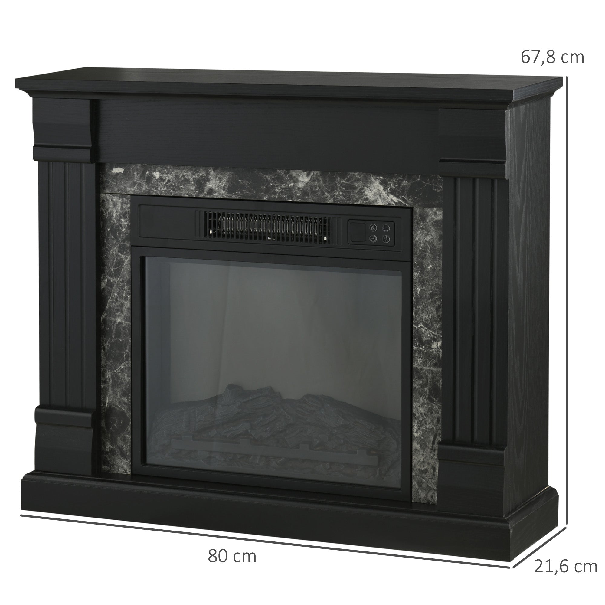 Lareira Elétrica – 80x21,6x67,8 cm – Preto – Metal, ABS e Aglomerado