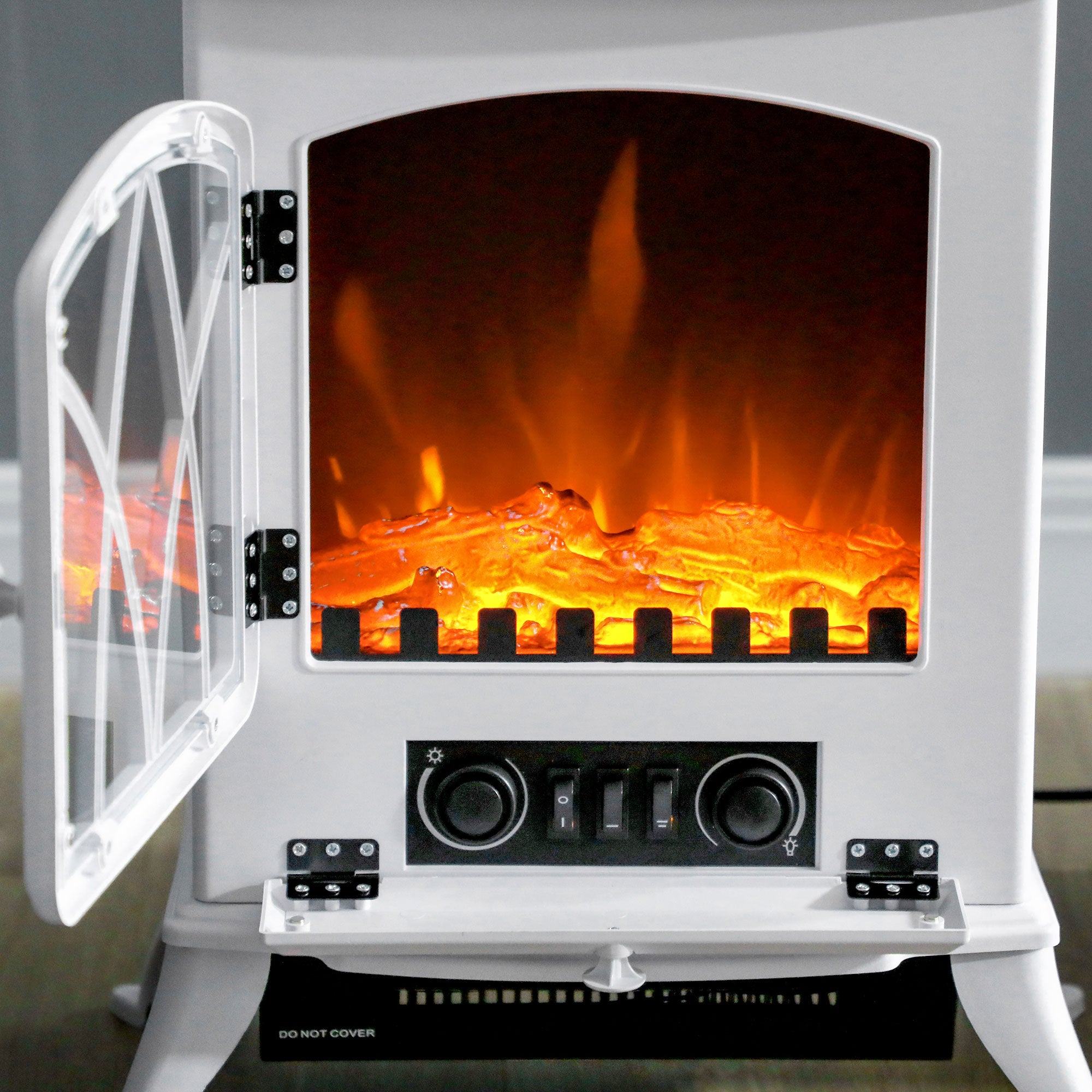 Lareira Elétrica Efeito de Chama Realista 45x28,5x54 cm Branco