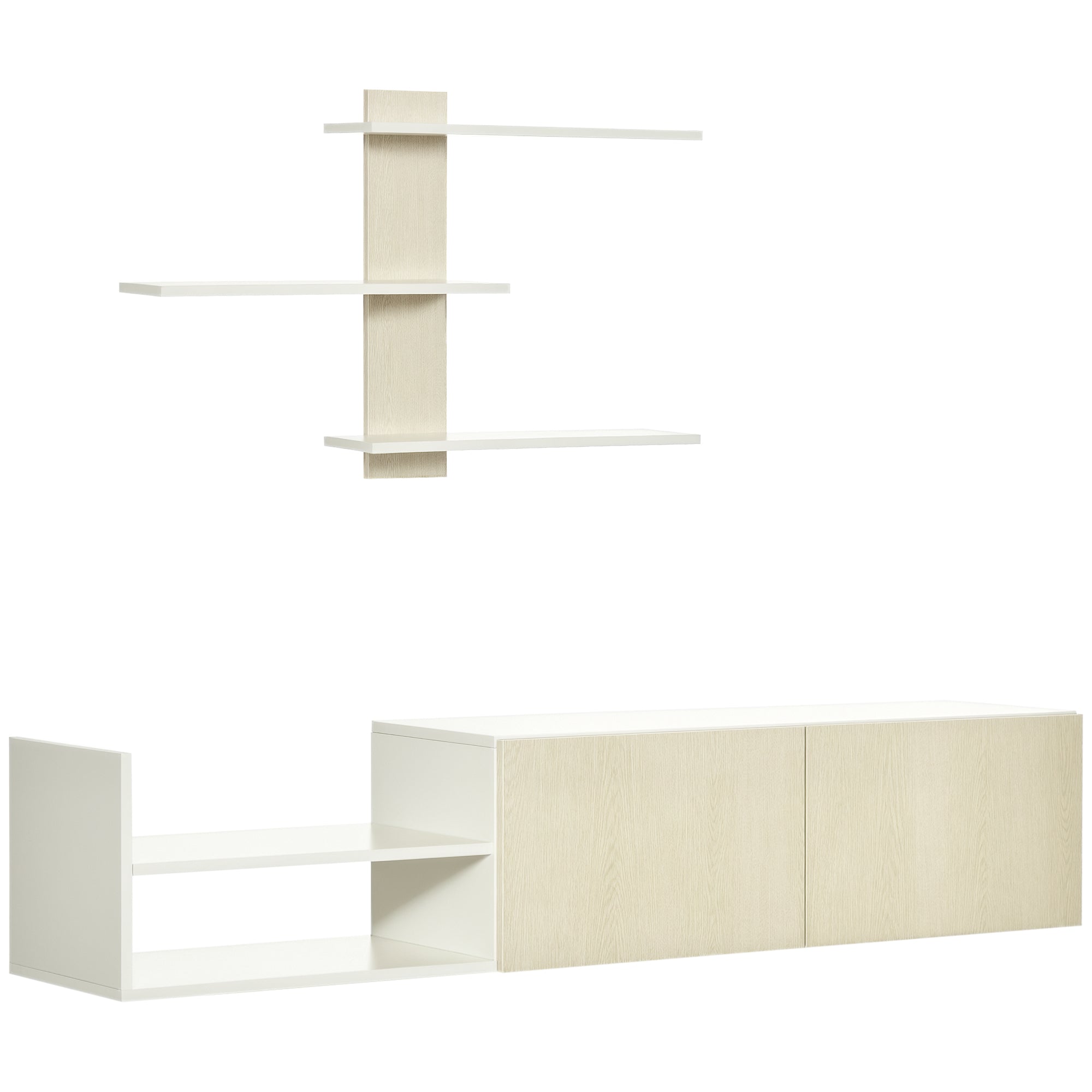 Móvel de TV Moderno 150x31.5x40cm - Branco e Madeira