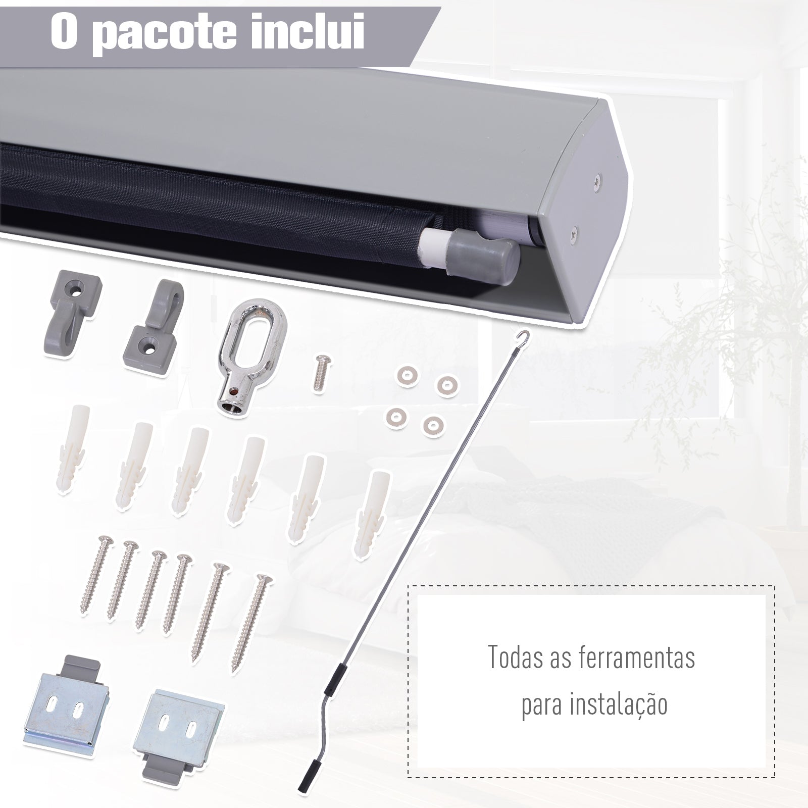 Toldo Vertical Enrolável Proteção UV 140x250 cm - Cinza Escuro