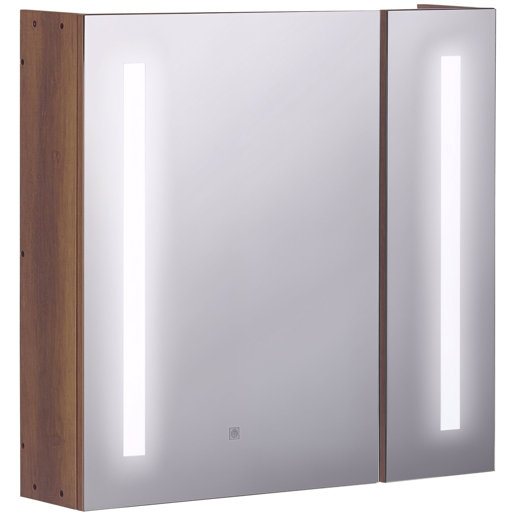 Armário de Casa de Banho com Espelho LED 70x15x65 cm - Castanho Rústico