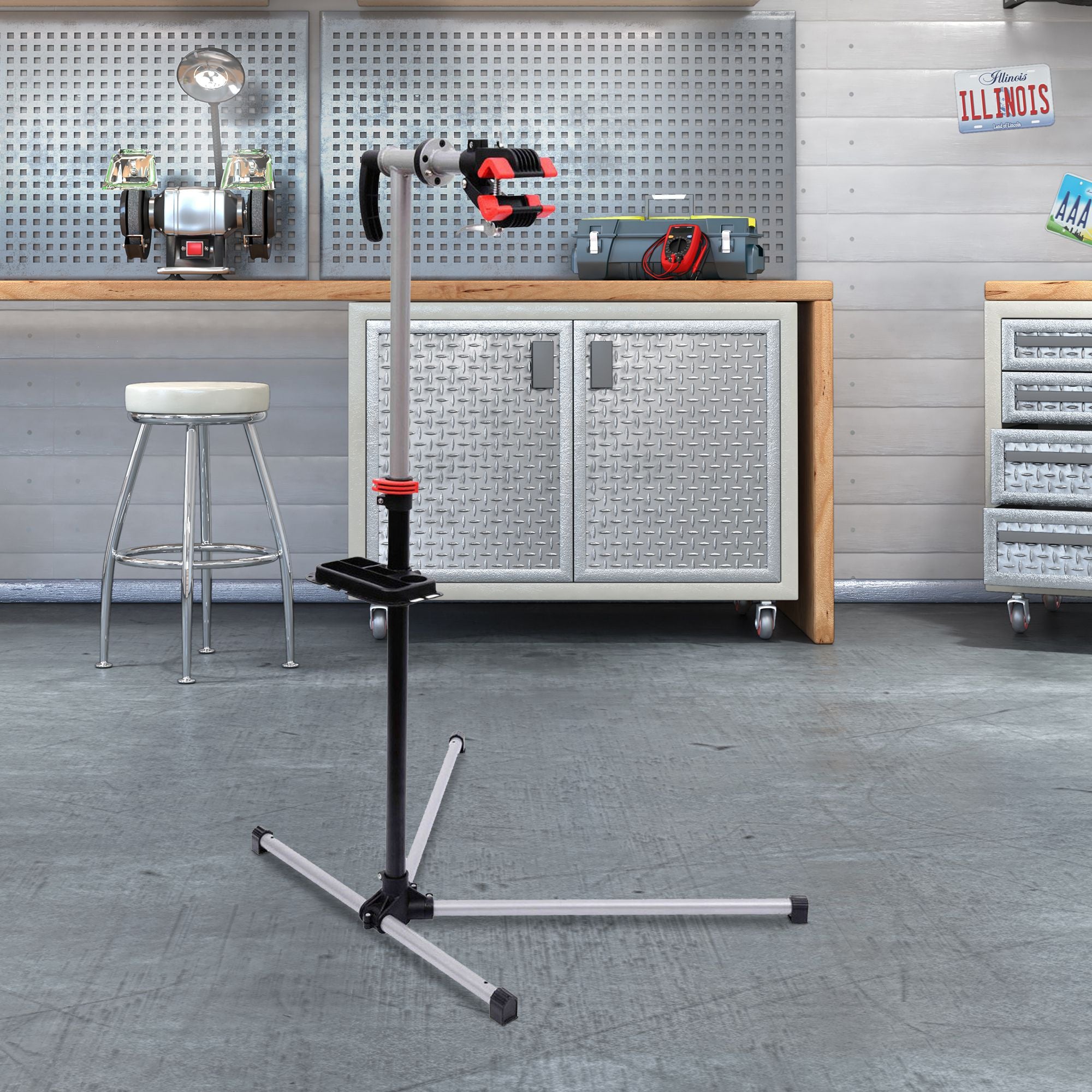 Suporte de Reparação de Bicicleta Portátil Preto e Prata 100x66x180 cm