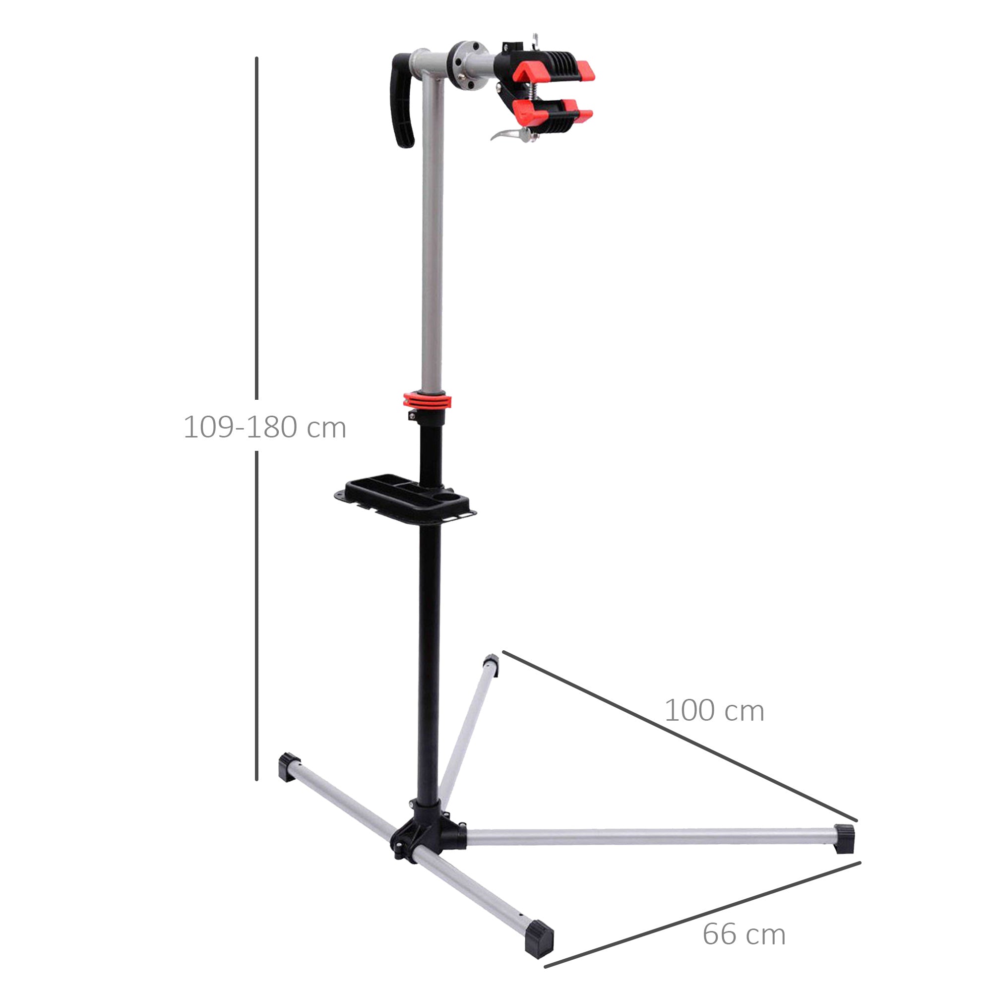 Suporte de Reparação de Bicicleta Portátil Preto e Prata 100x66x180 cm