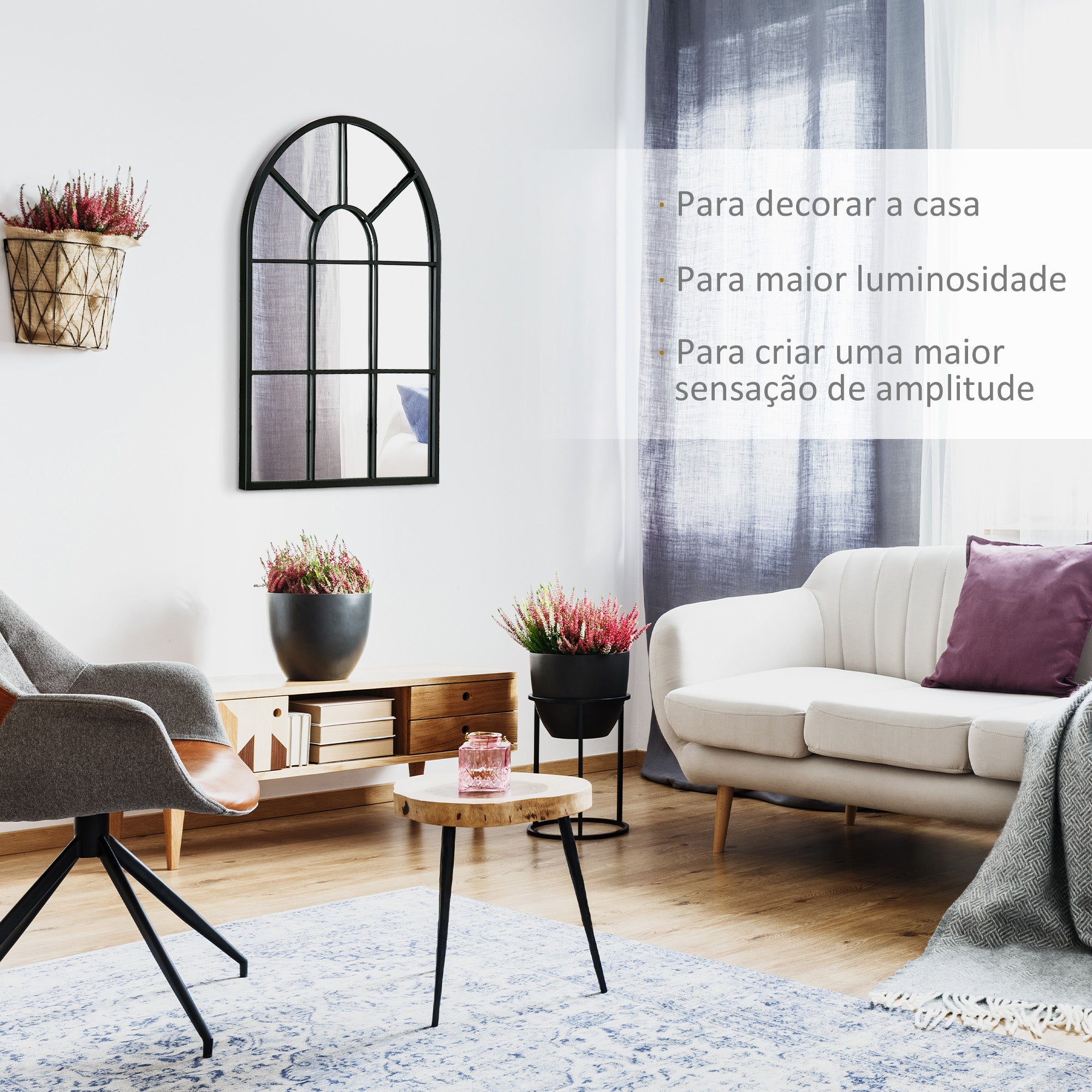 Espelho Decorativo de Parede 50x70 cm Cor Preto - Estilo Moderno
