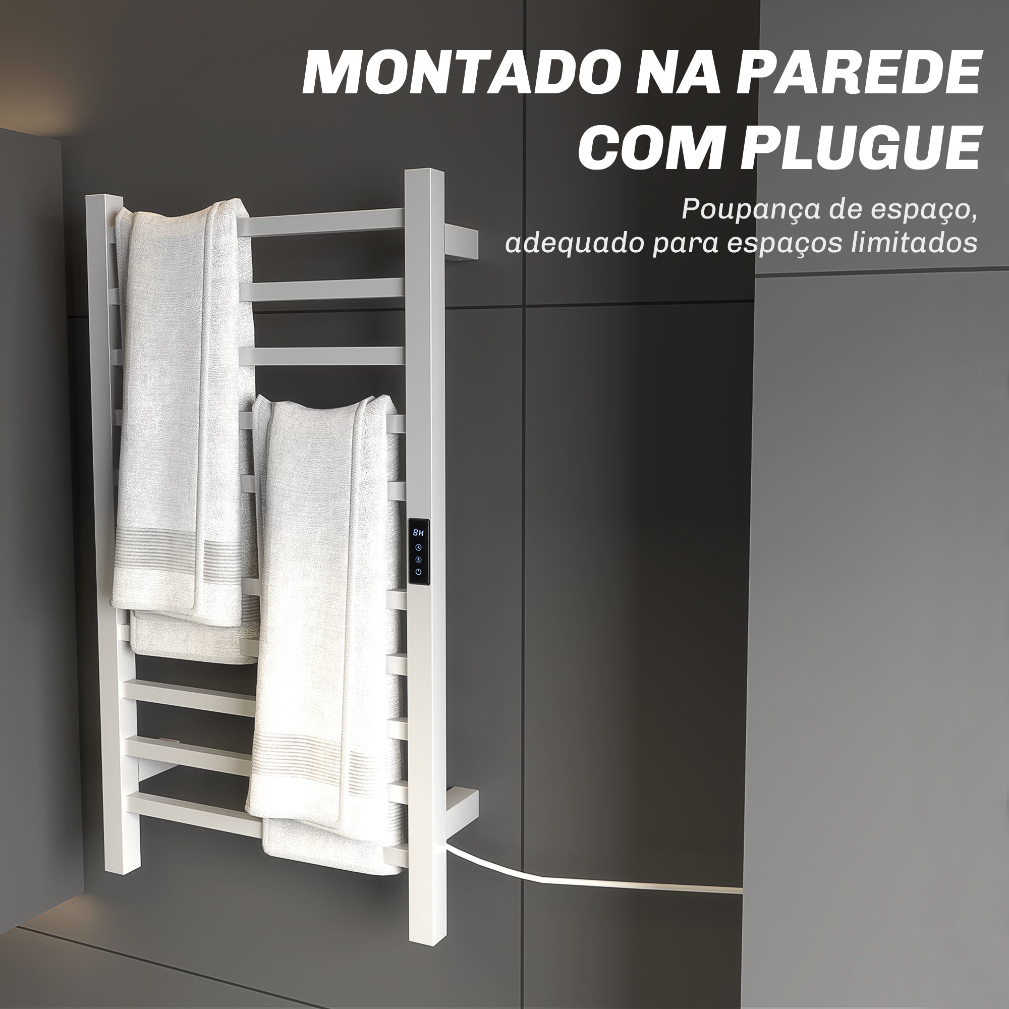 Toalheiro Elétrico de Parede 45x11x80 cm - Branco