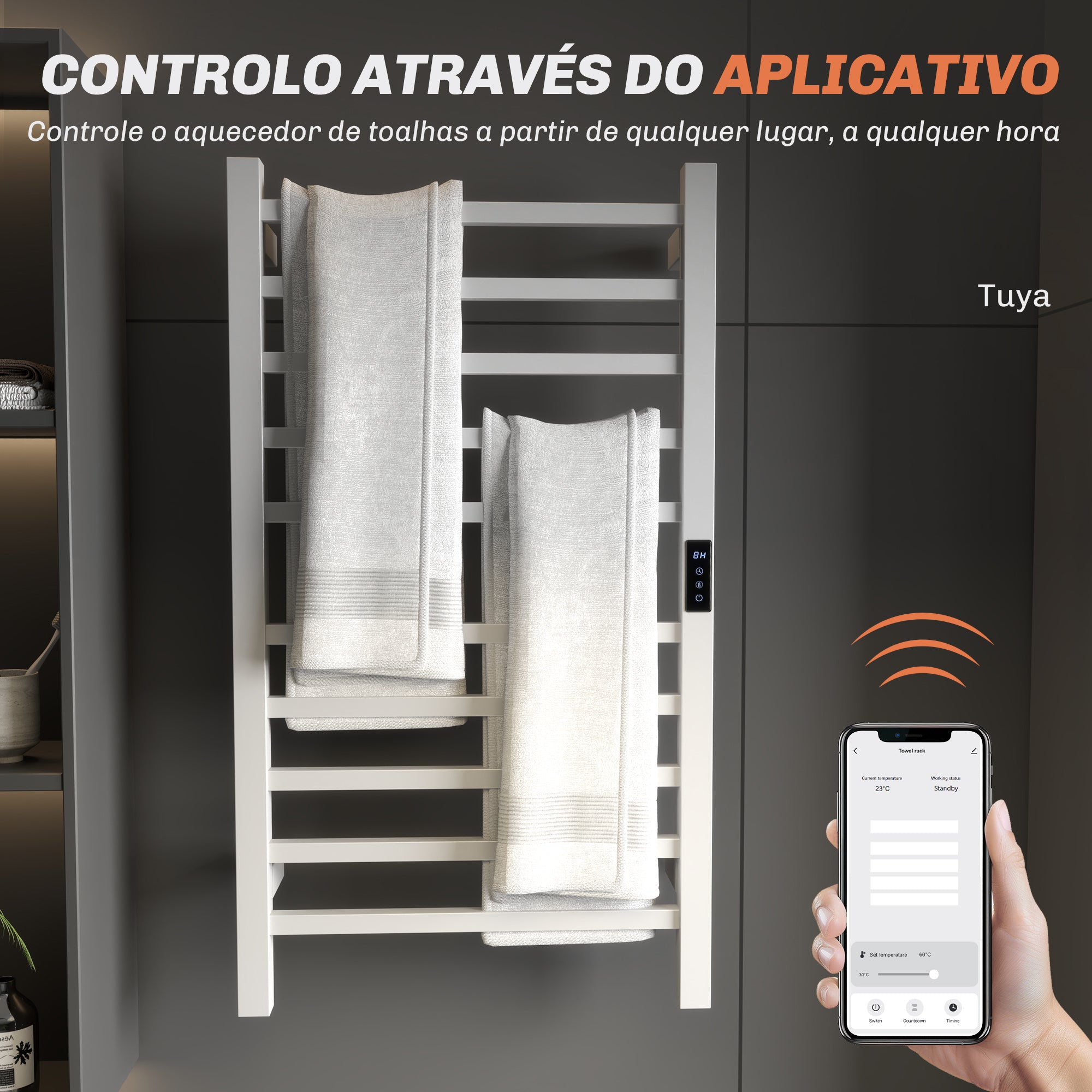 Toalheiro Elétrico de Parede 45x11x80 cm - Branco