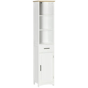 Coluna de Casa de Banho com 1 Gaveta 1 Porta 3 Prateleiras 34x30x163cm Branco