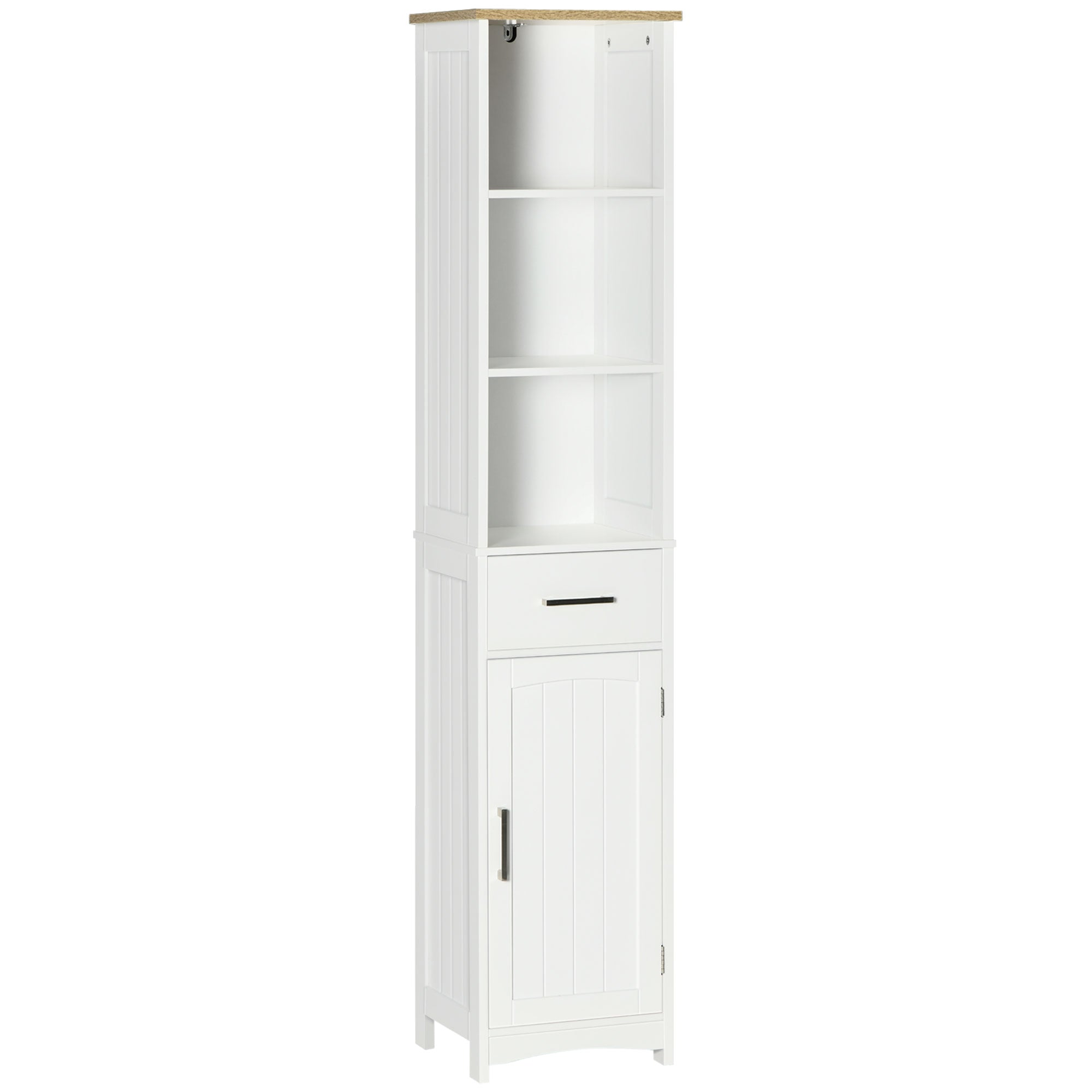 Coluna de Casa de Banho com 1 Gaveta 1 Porta 3 Prateleiras 34x30x163cm Branco