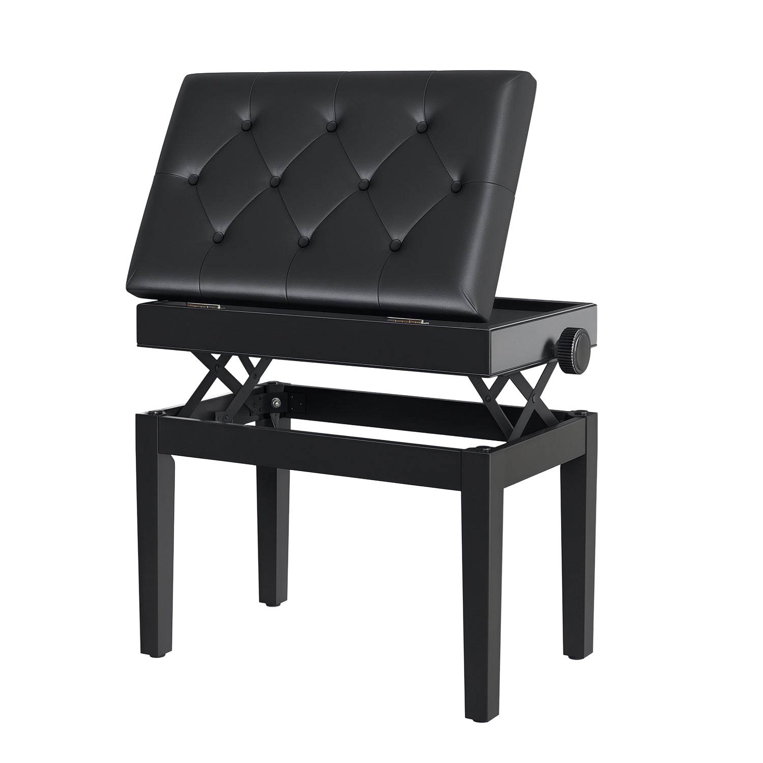 Banco de Piano com Espaço de Armazenamento 54,5x33x48-58 cm Preto