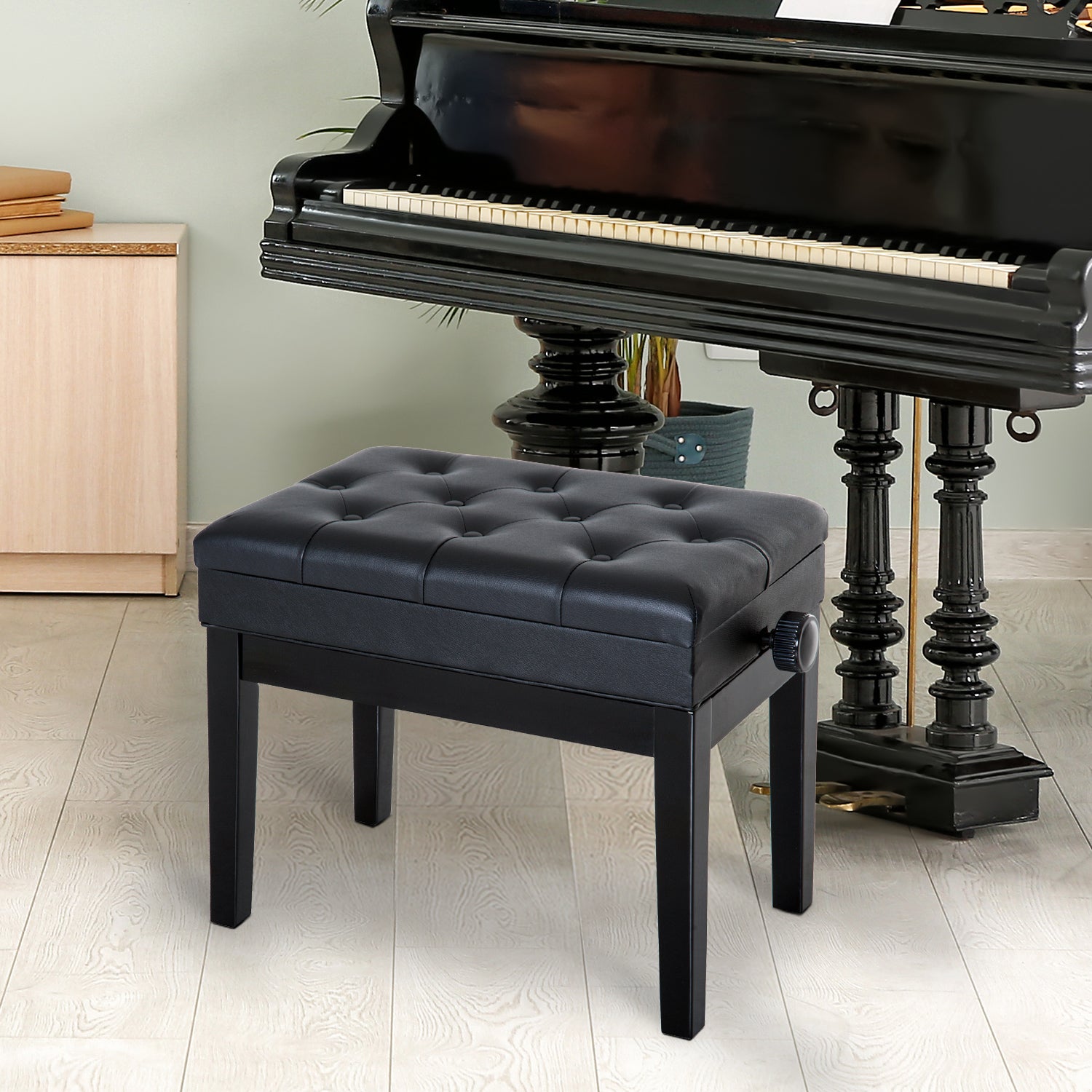 Banco de Piano com Espaço de Armazenamento 54,5x33x48-58 cm Preto